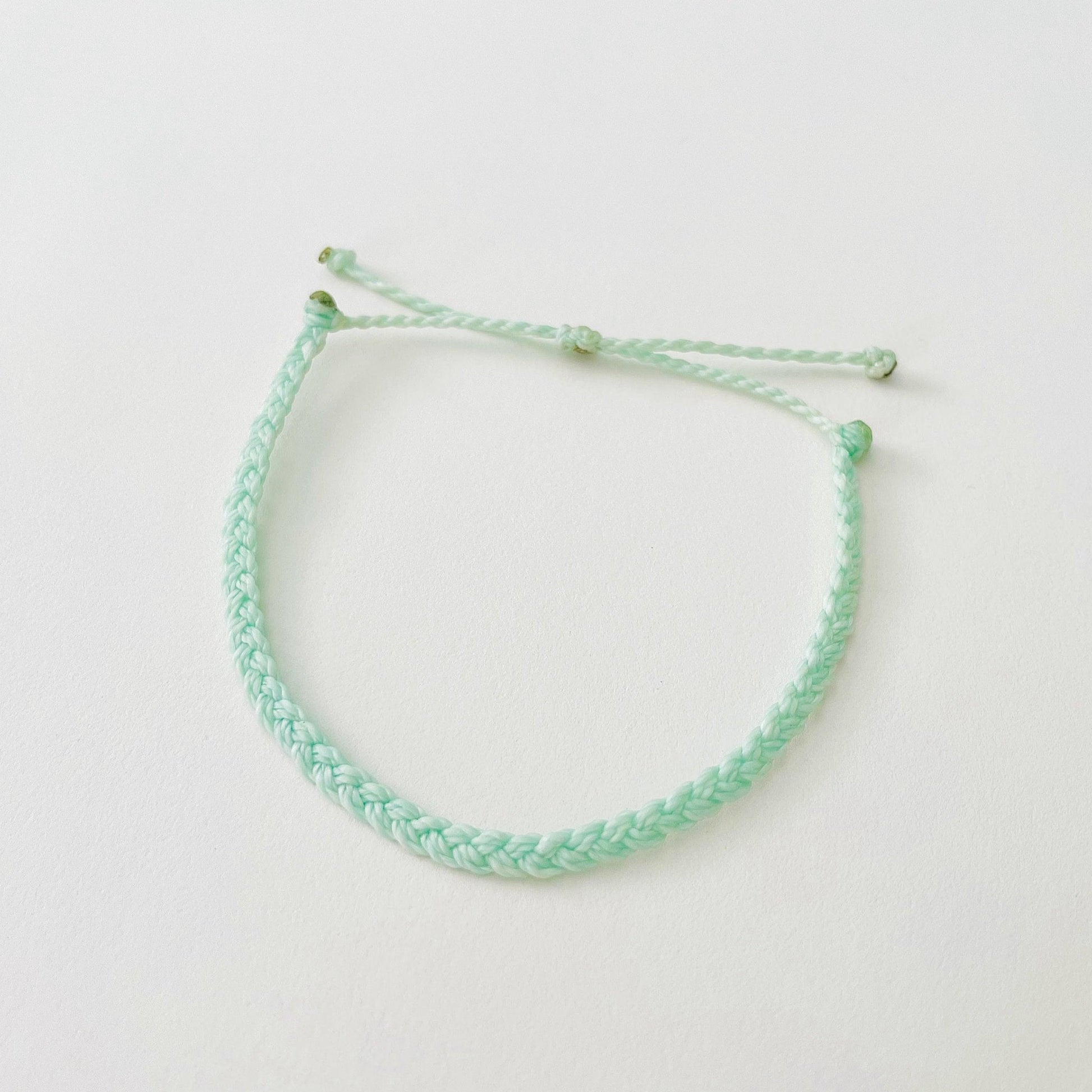 Solid Mint Braided, Pura Vida Style Bracelet, Braided Bracelet, Beachy Bracelet, Surfer Bracelet, Waterproof Bracelet, Adjustable, Handmade