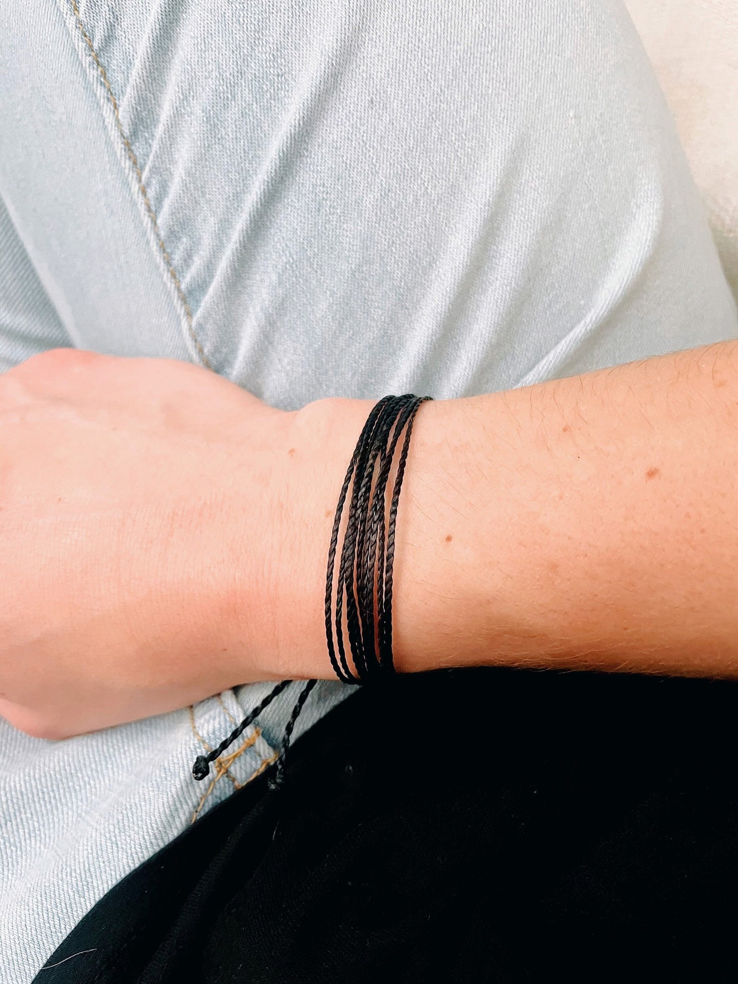 Black String Bracelet, Cord Bracelet, Adjustable Bracelet, Surfer Bracelet, Handmade Bracelet, Waterproof