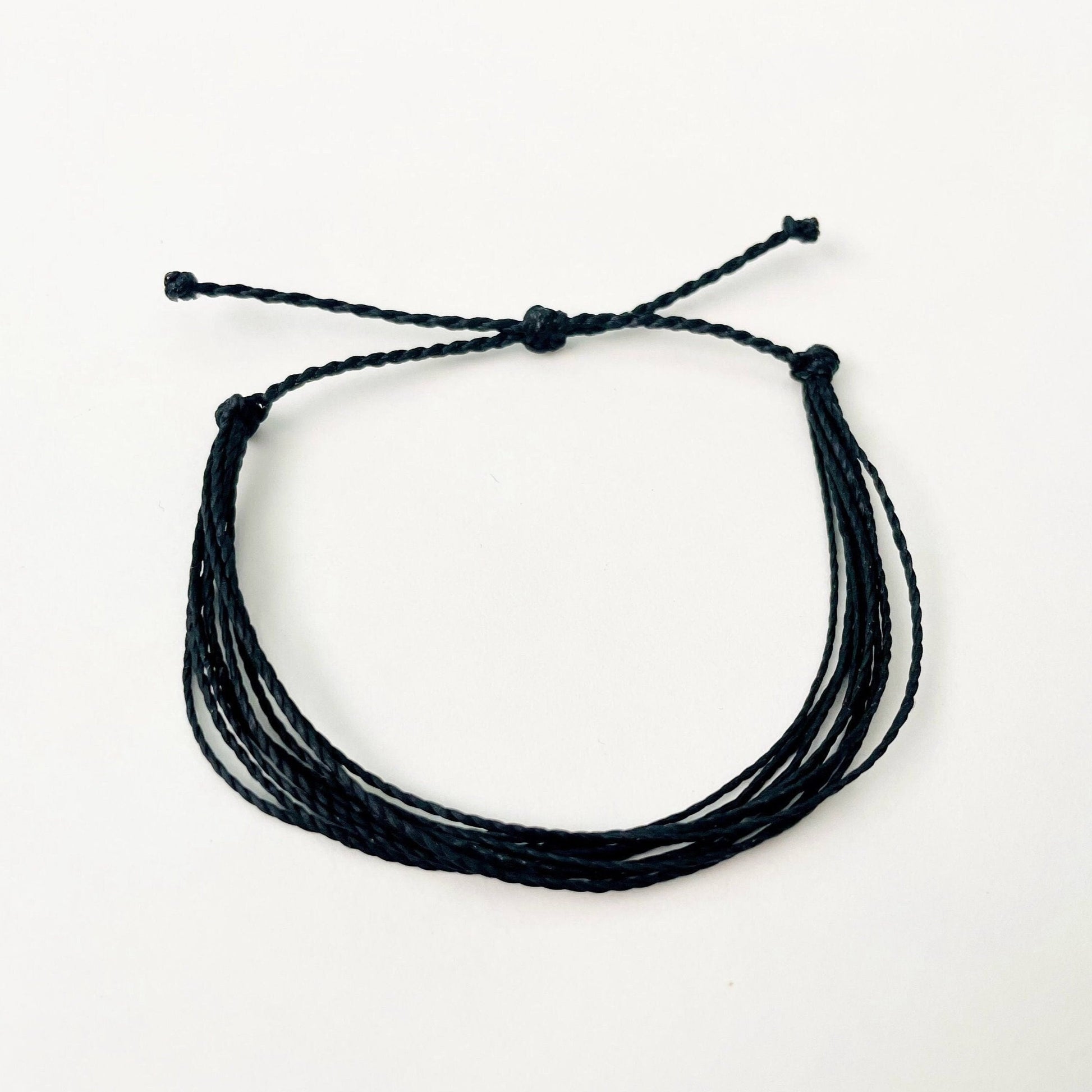 Black String Bracelet, Cord Bracelet, Adjustable Bracelet, Surfer Bracelet, Handmade Bracelet, Waterproof