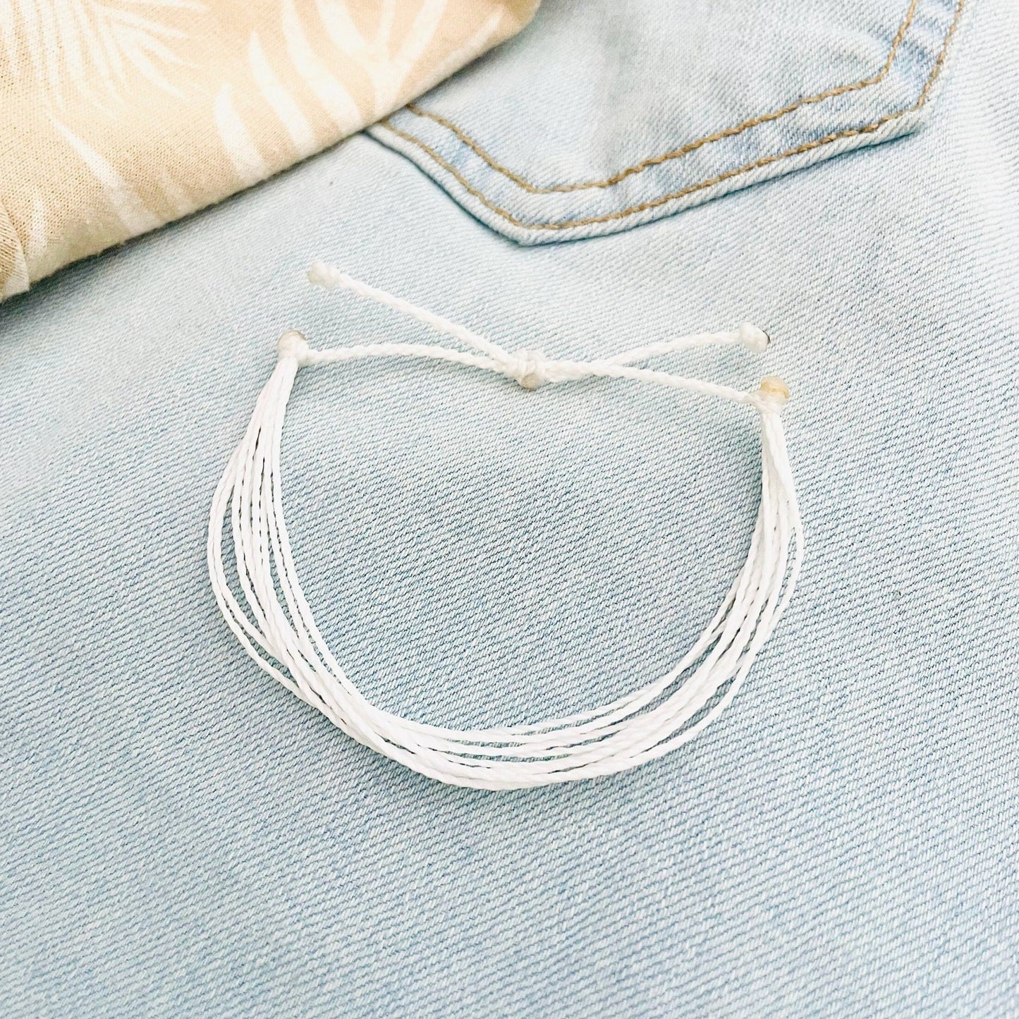 White Bracelet, String Bracelet, Surfer Bracelet, Adjustable Bracelet, Waterproof, Handmade