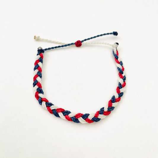 Patriotic Braided Bracelet, Pura Vida Style Bracelet, 4th of July Jewelry, Adjustable Bracelet, Red White & Blue Bracelet, American Bracelet