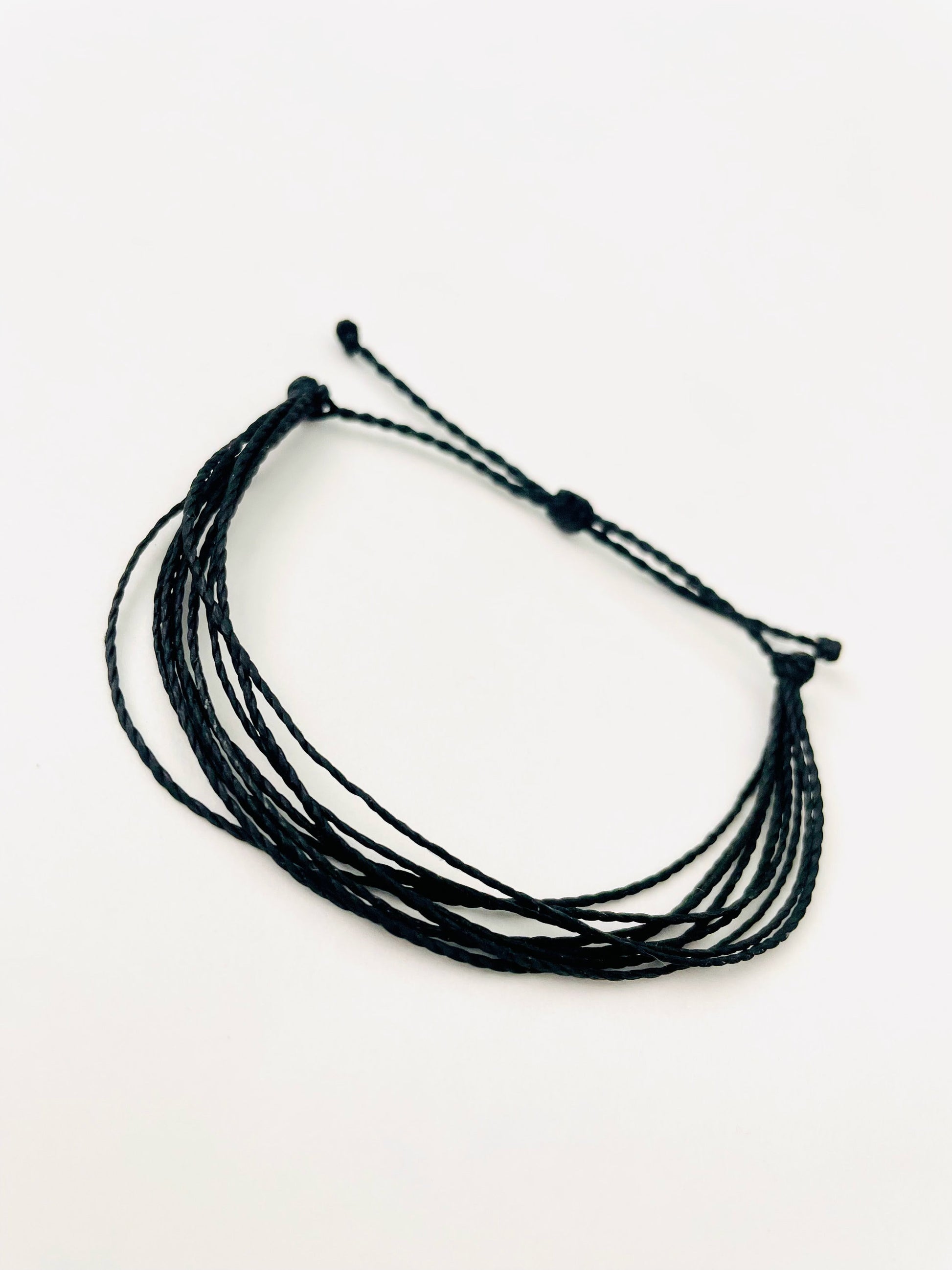 Black String Bracelet, Cord Bracelet, Adjustable Bracelet, Surfer Bracelet, Handmade Bracelet, Waterproof