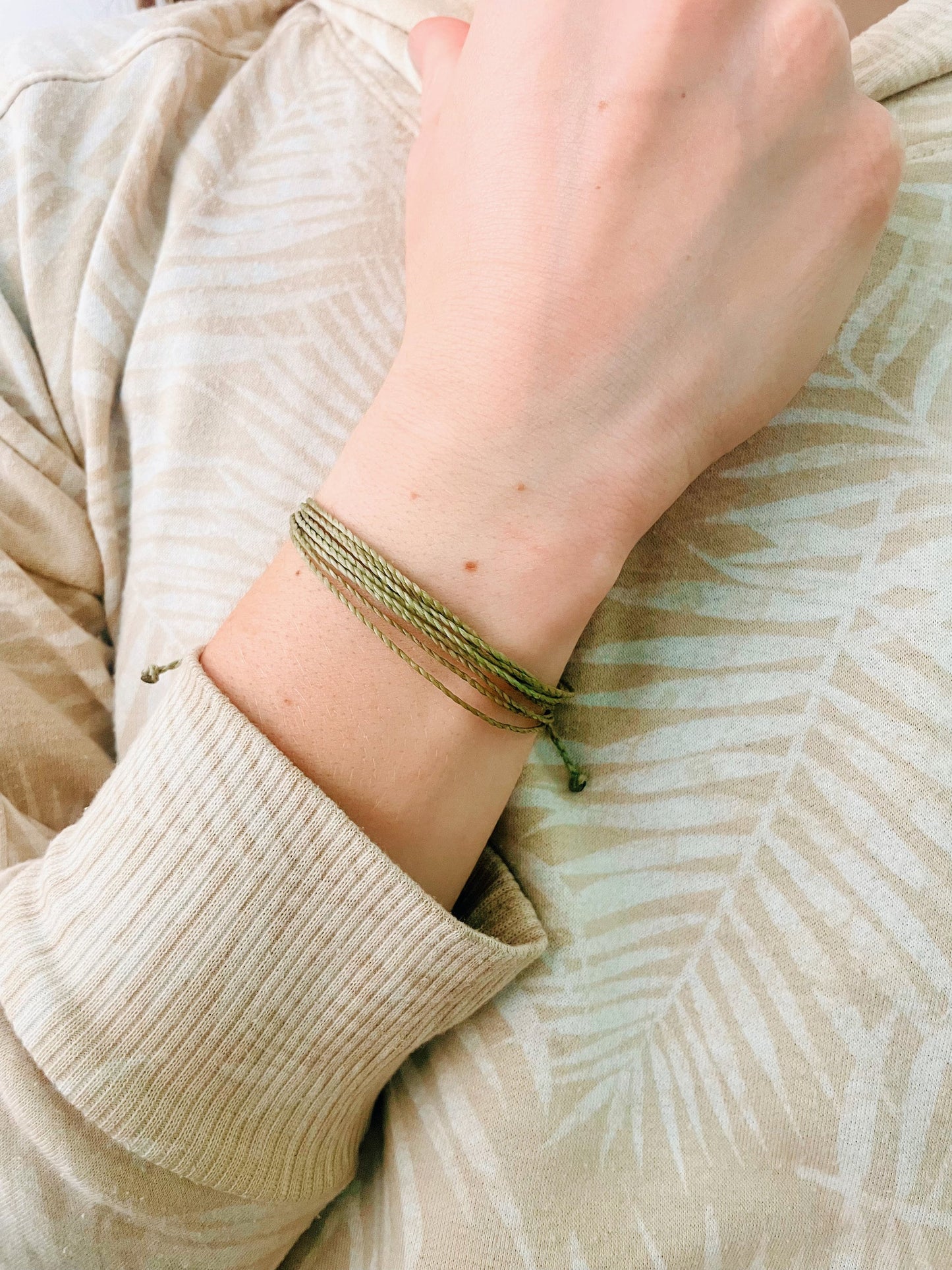 Sage Green Bracelet, String Bracelet, Surfer Bracelet, Thread Bracelet, Waterproof, Adjustable, Handmade Bracelet