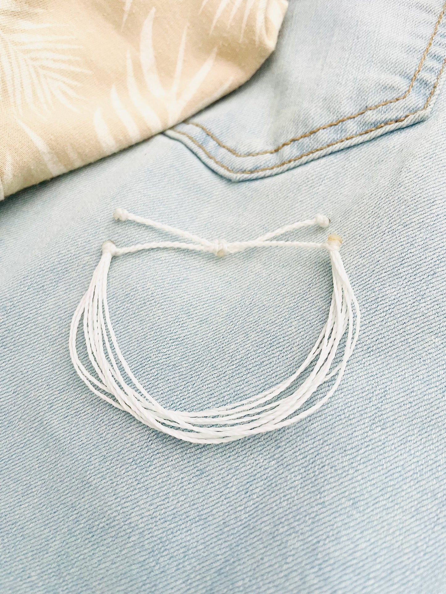 White Bracelet, String Bracelet, Surfer Bracelet, Adjustable Bracelet, Waterproof, Handmade