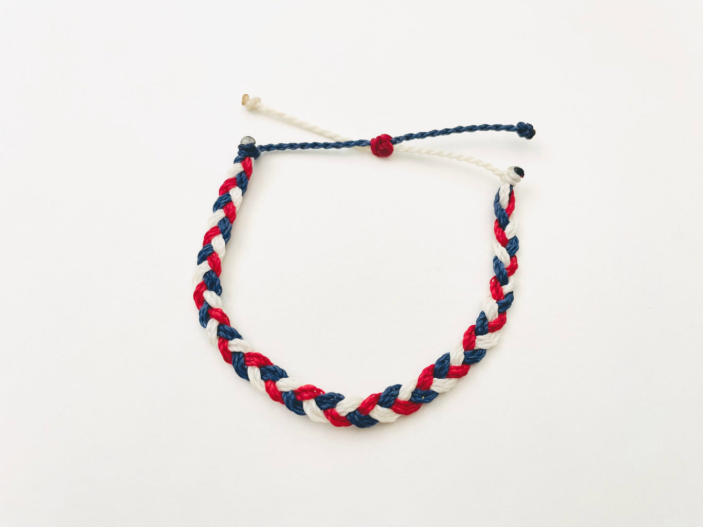 Patriotic Braided Bracelet, Pura Vida Style Bracelet, 4th of July Jewelry, Adjustable Bracelet, Red White & Blue Bracelet, American Bracelet