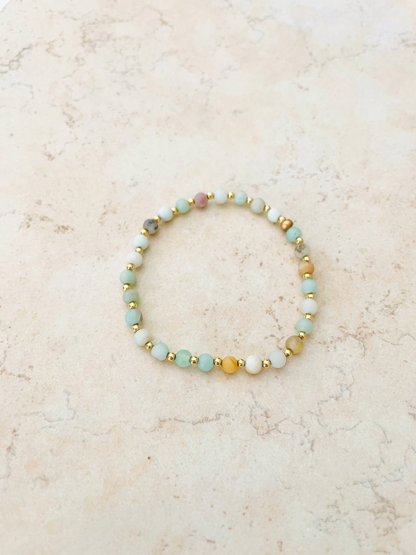 Dainty Gemstone Bead Gold Bracelet Stretch Jewelry Women Gold Filled Stacking Elastic Bracelet Boho Simple Dainty Jewelry Gift for Friend