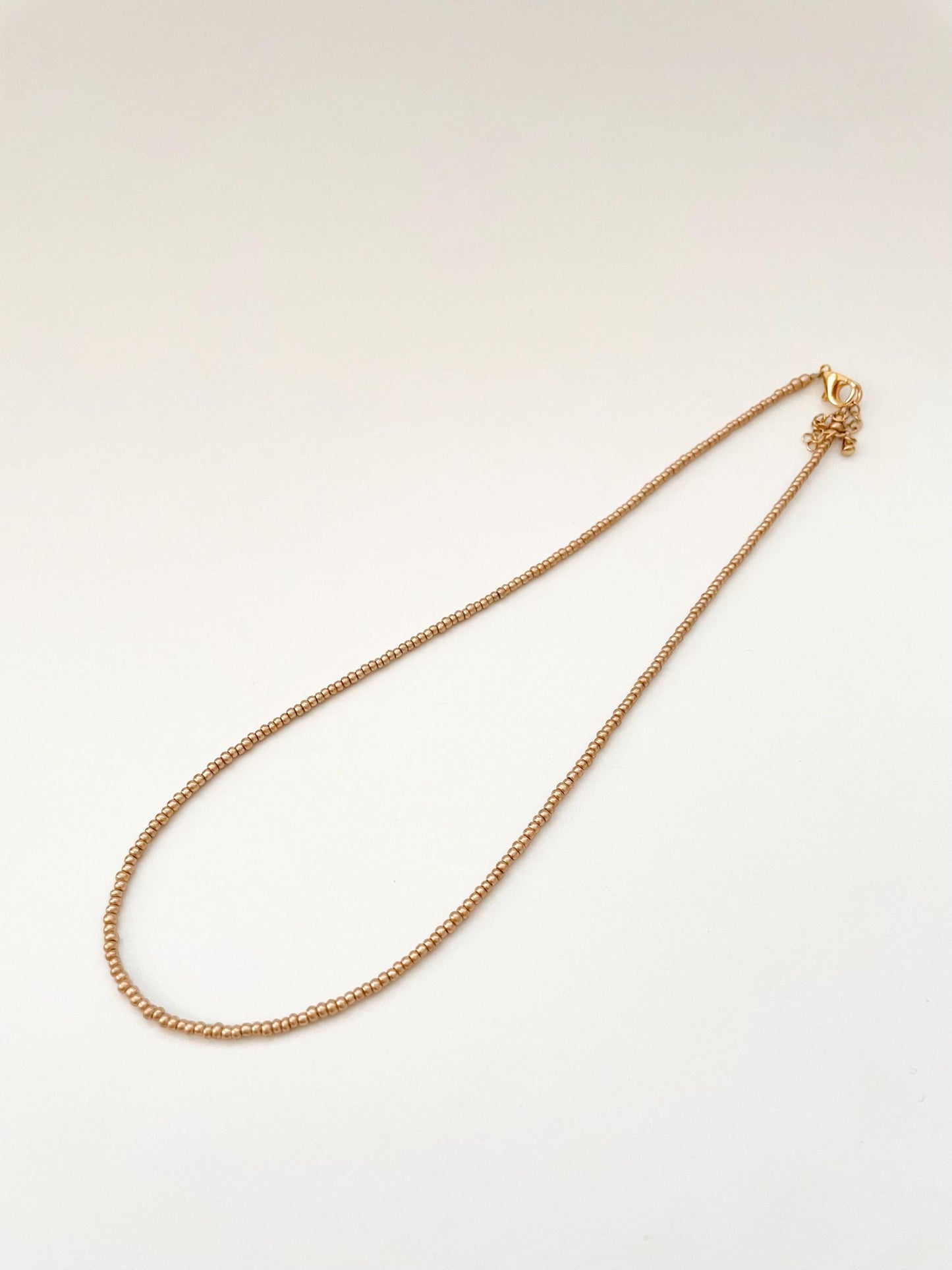 Gold Seed Bead Necklace Dainty Layering Jewelry for Women Minimalist Gold Choker Delicate Handmade Boho Necklace Matte Gold Necklace Beaded