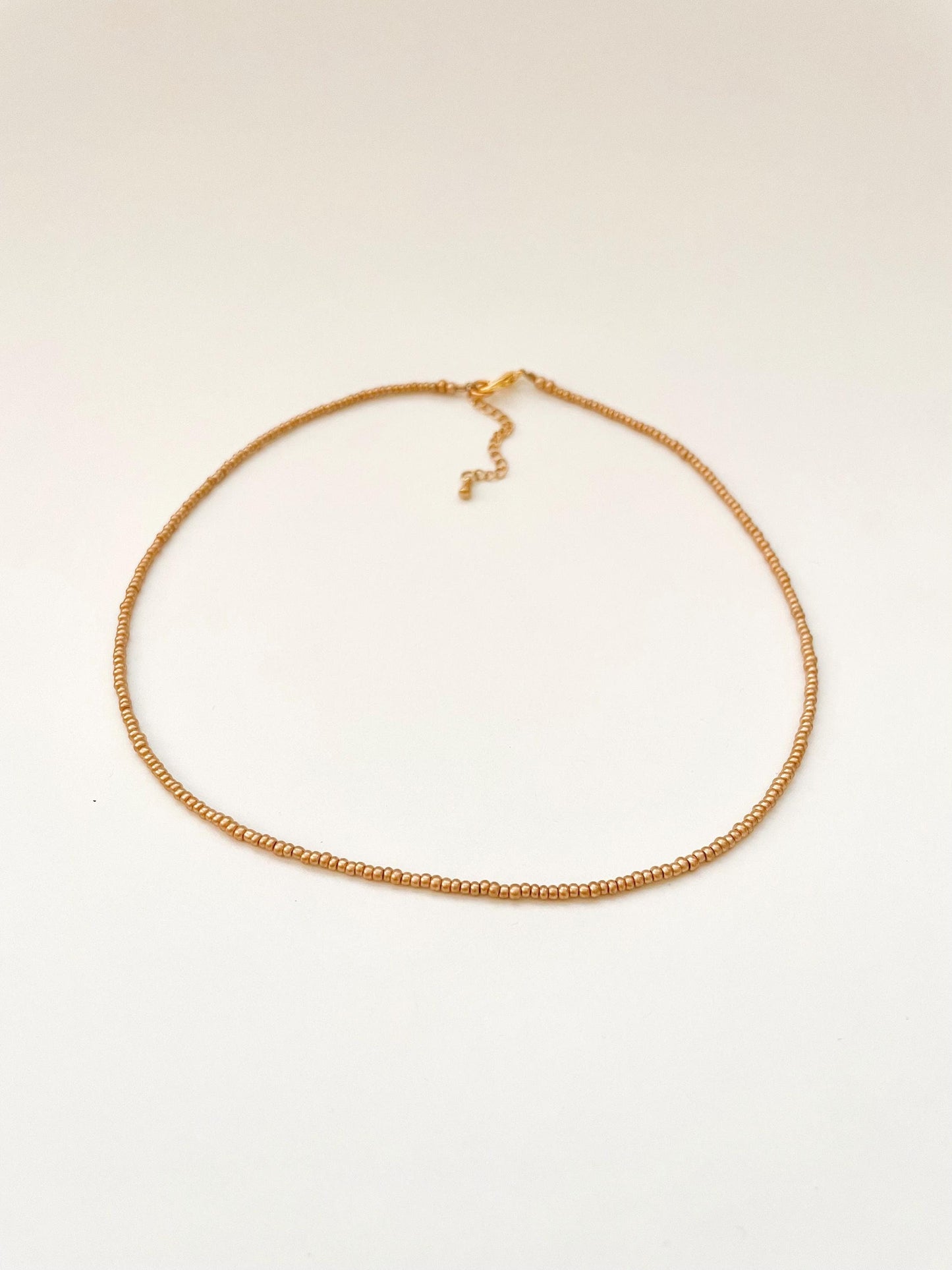 Gold Seed Bead Necklace Dainty Layering Jewelry for Women Minimalist Gold Choker Delicate Handmade Boho Necklace Matte Gold Necklace Beaded