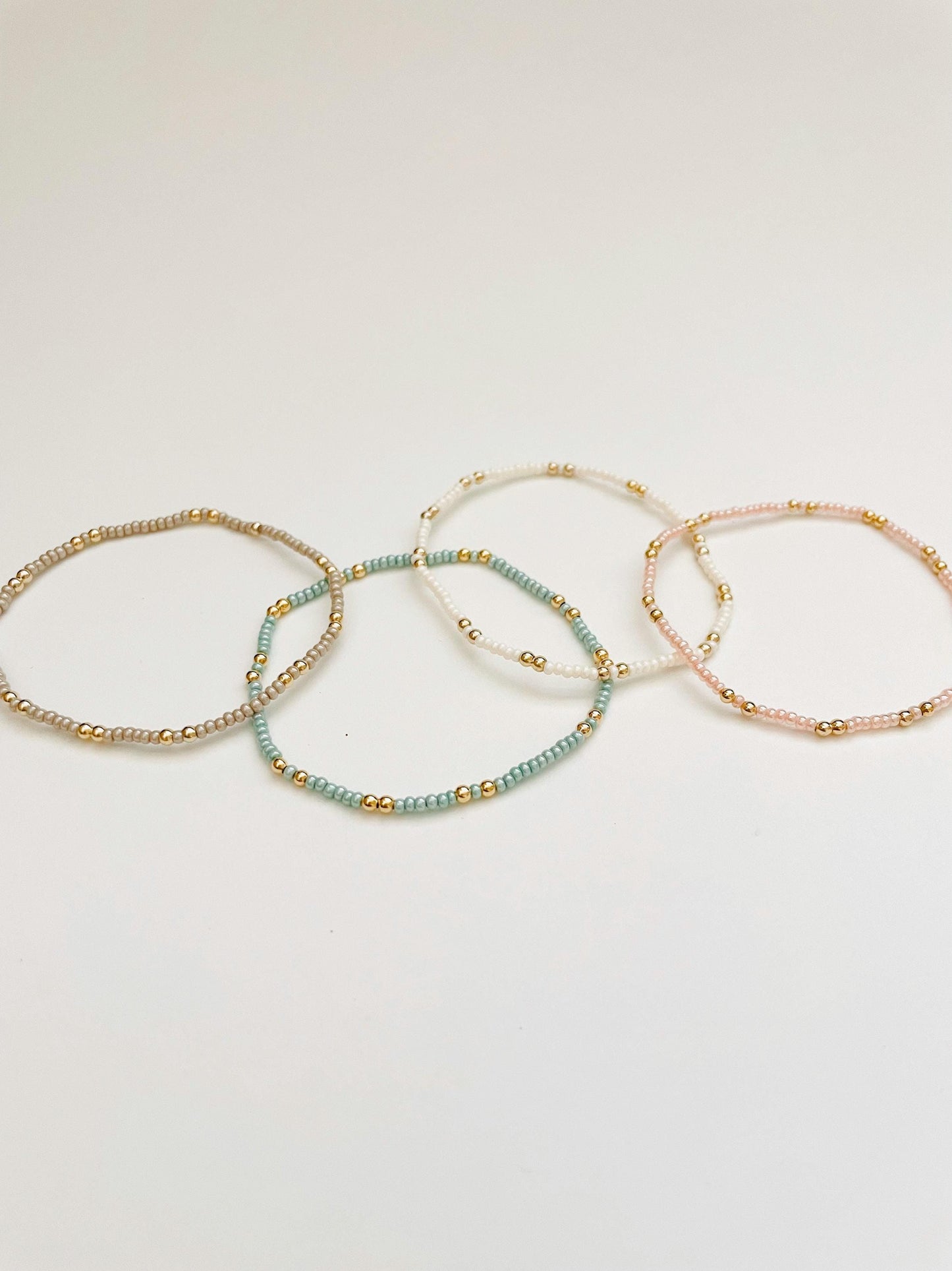 Gold Filled Beaded Bracelet for Women Stretch Bracelet Set Tiny Bead Bracelet Handmade Seed Bead Bracelet Stack Stretchy Pastel Beaded