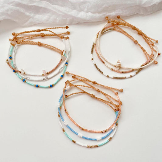 Surfer Bead Bracelet for Women Seed Bead Bracelet Waterproof Adjustable Bracelet Beaded Bracelet Beachy Bracelet Summer Jewelry Beaded