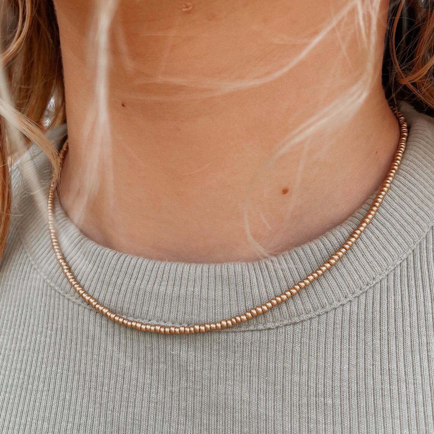 Gold Seed Bead Necklace Dainty Layering Jewelry for Women Minimalist Gold Choker Delicate Handmade Boho Necklace Matte Gold Necklace Beaded