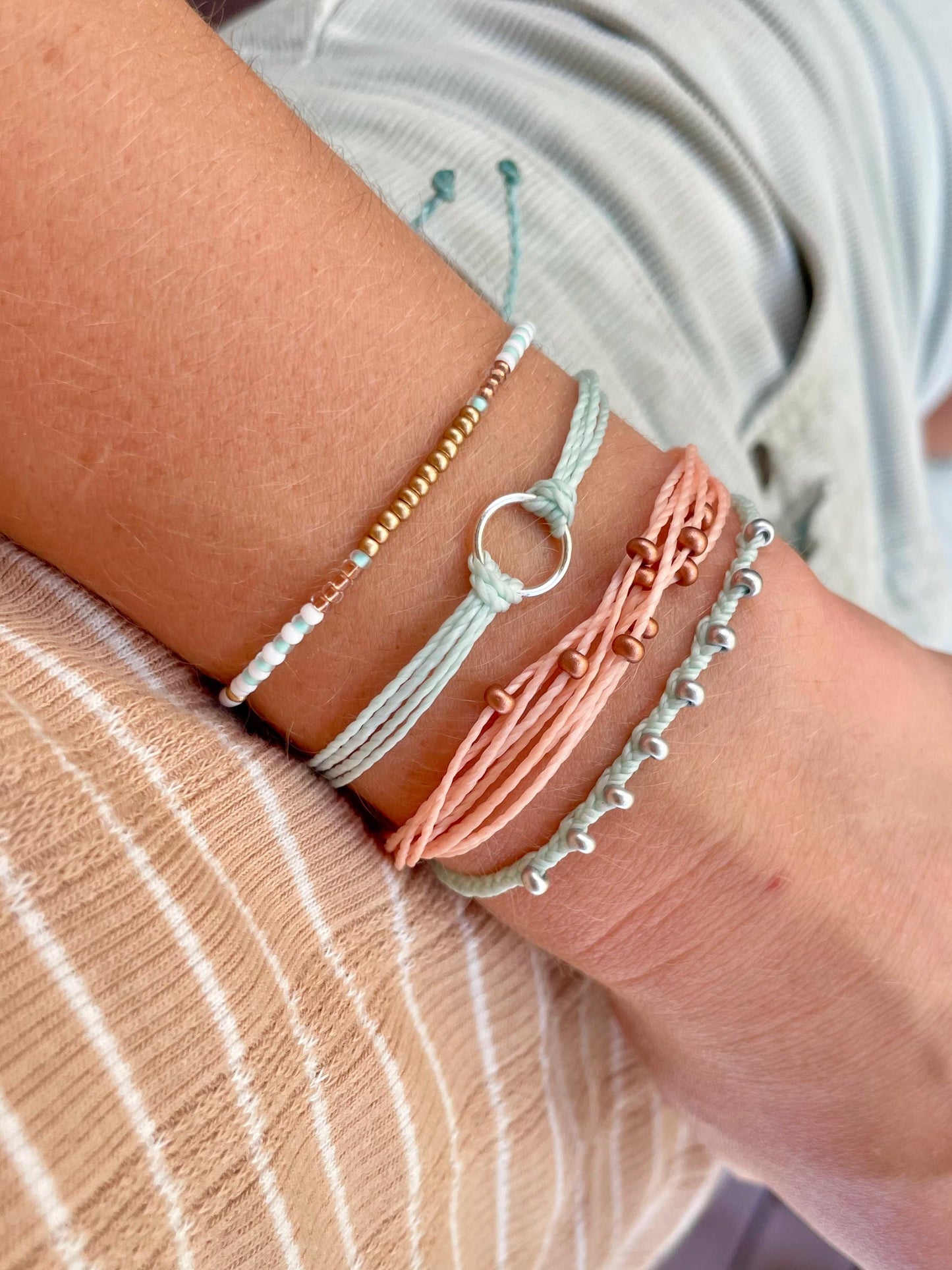 Surfer Bracelet Set Adjustable Beach Bracelets Boho Surf Bracelets for Women Stackable String Bracelet Set Handmade Boho Summer Accessories