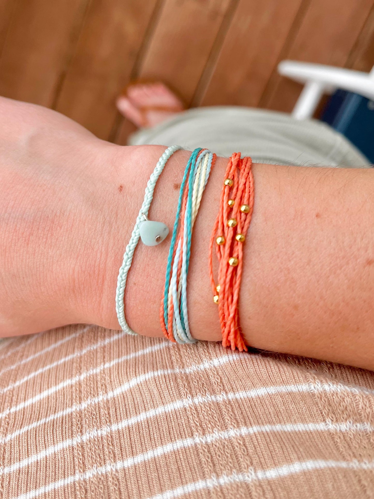Surfer String Bracelet Stack Womens Beach Vibe Bracelet Colorful Stacking Bracelet Set Beachside Accessories Vacation Jewelry Gold Filled