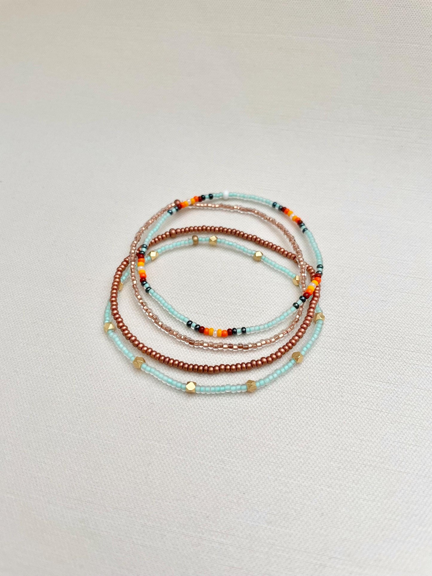 Seed Bead Stretch Bracelet Set Beach Jewelry for Travel Bracelet Stack Boho Beaded Bracelet Minimalist Tiny Stacking Bracelets Light Blue