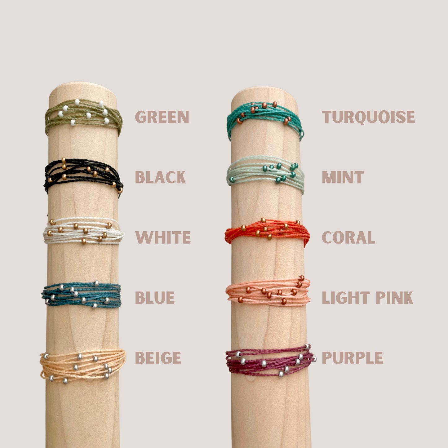 Surfer Style String Bracelet with Beads Beachy Boho Cord Adjustable Pull String Bracelet