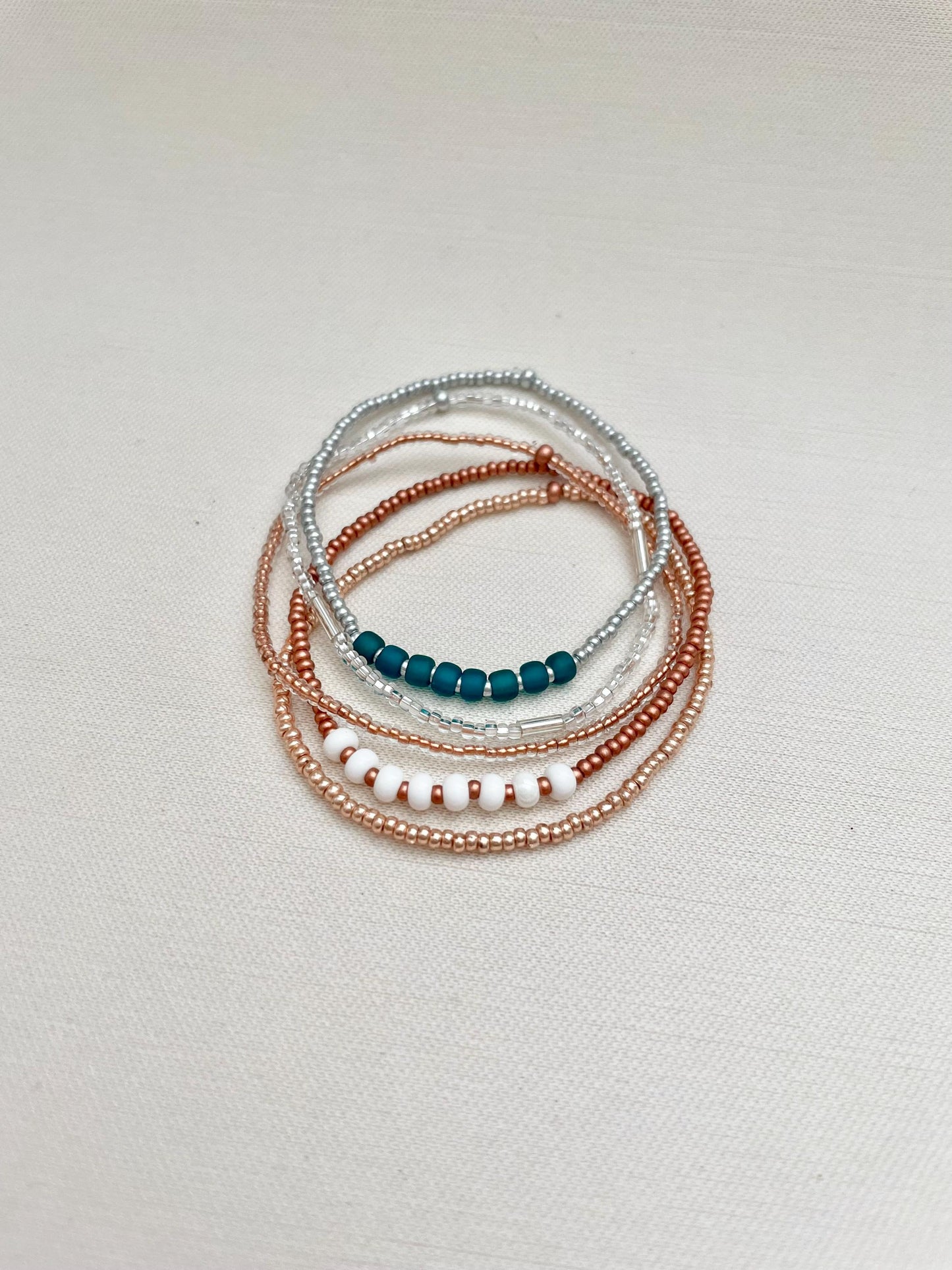 Beaded Stretch Bracelet Set Seed Bead Bracelet Stack Jewelry for Travel Boho Bead Bracelet Casual Jewelry for Work Simple Bracelet Handmade