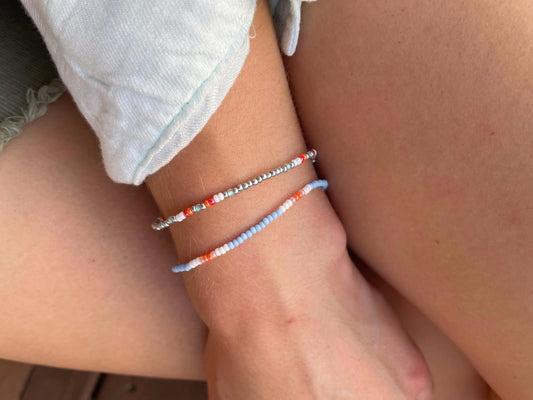 Multicolor Dainty Beaded Stretch Bracelet Beachy Custom Size Bracelet for Women or Girls Cute Simple Seed Bead Bracelet Tiny Beaded Bracelet