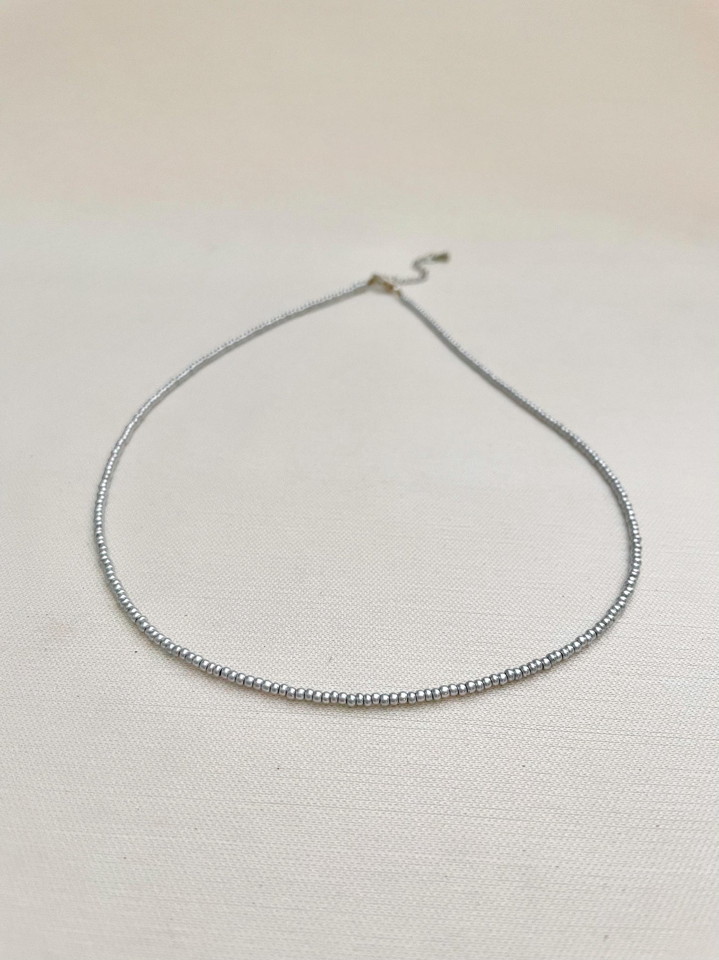 Dainty Silver Beaded Surfer Necklace Minimalist Jewelry for Women Simple Bead Necklace Casual Choker for Everyday Wear Beaded Necklace Boho