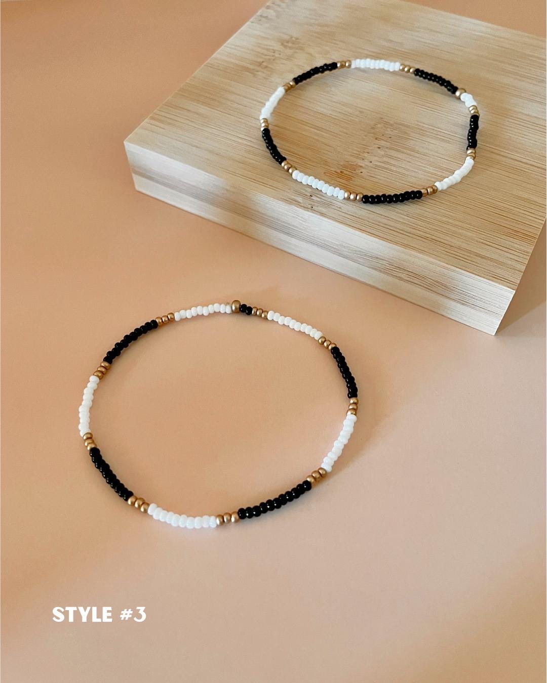 Football Accessories for Game Day Bracelets Gold and Black Team Jewelry Sports Fan Gift Beaded Bracelet Stack Cheerleader White Black Gold