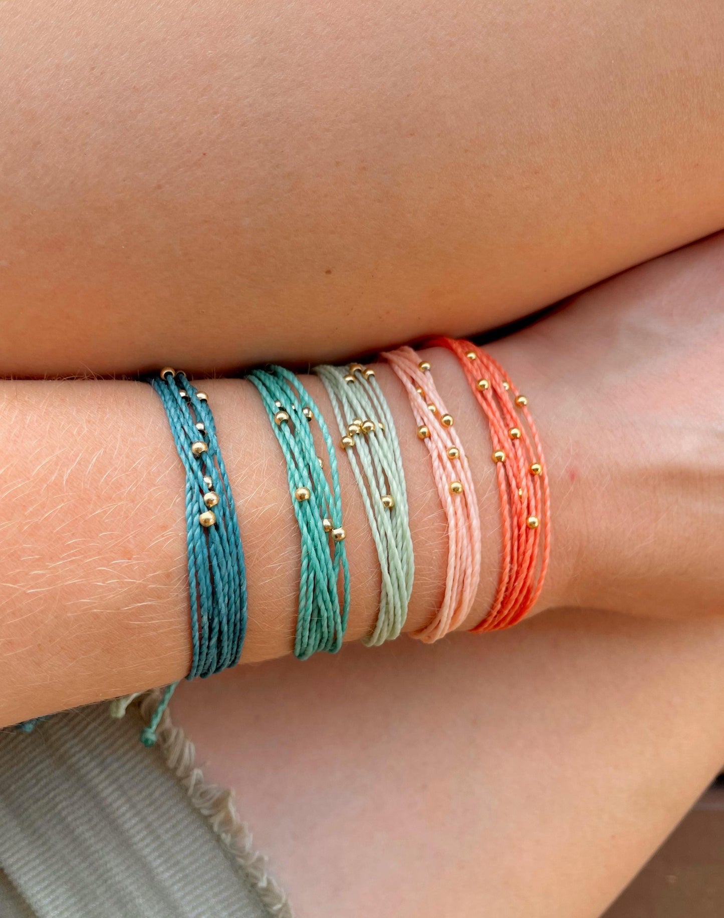 18kt Gold Filled Bead Bracelet For Women String Bracelet Summer Jewelry Colorful Accessories Beachside Bracelets Pull String Bracelet Surfer