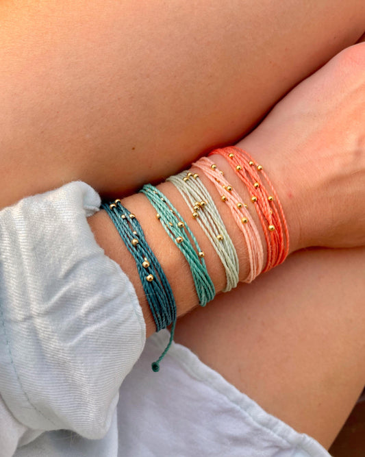 18kt Gold Filled Bead Bracelet For Women String Bracelet Summer Jewelry Colorful Accessories Beachside Bracelets Pull String Bracelet Surfer