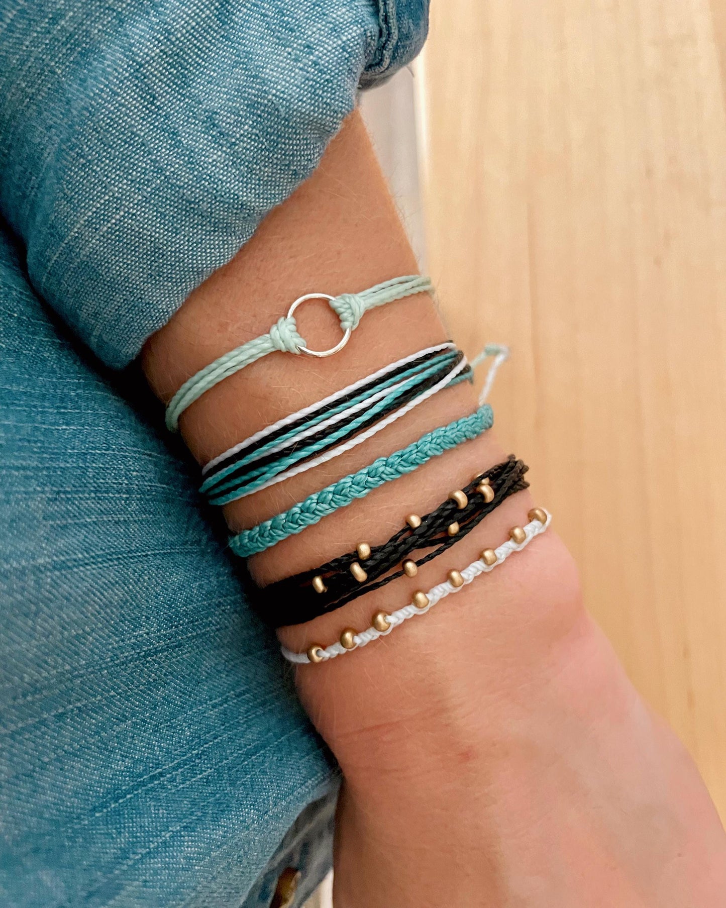 Surfer Bracelet Set String Bracelet Stack Beachy Accessory Summer Fashion Gift Idea Friendship Bracelet Wax Cord Beach Vibe Jewelry Handmade