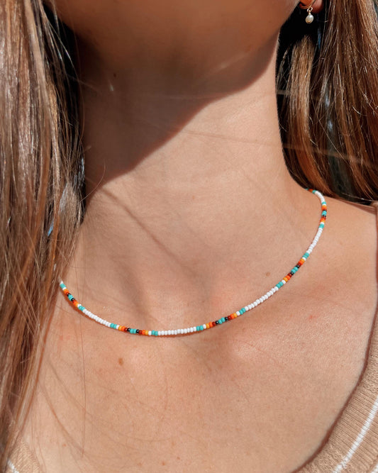 Colorful Beaded Necklace Choker for Women Beaded Surfer Necklace Seed Bead Necklace Dainty Boho Summer Jewelry Handmade Necklace Surfer Girl