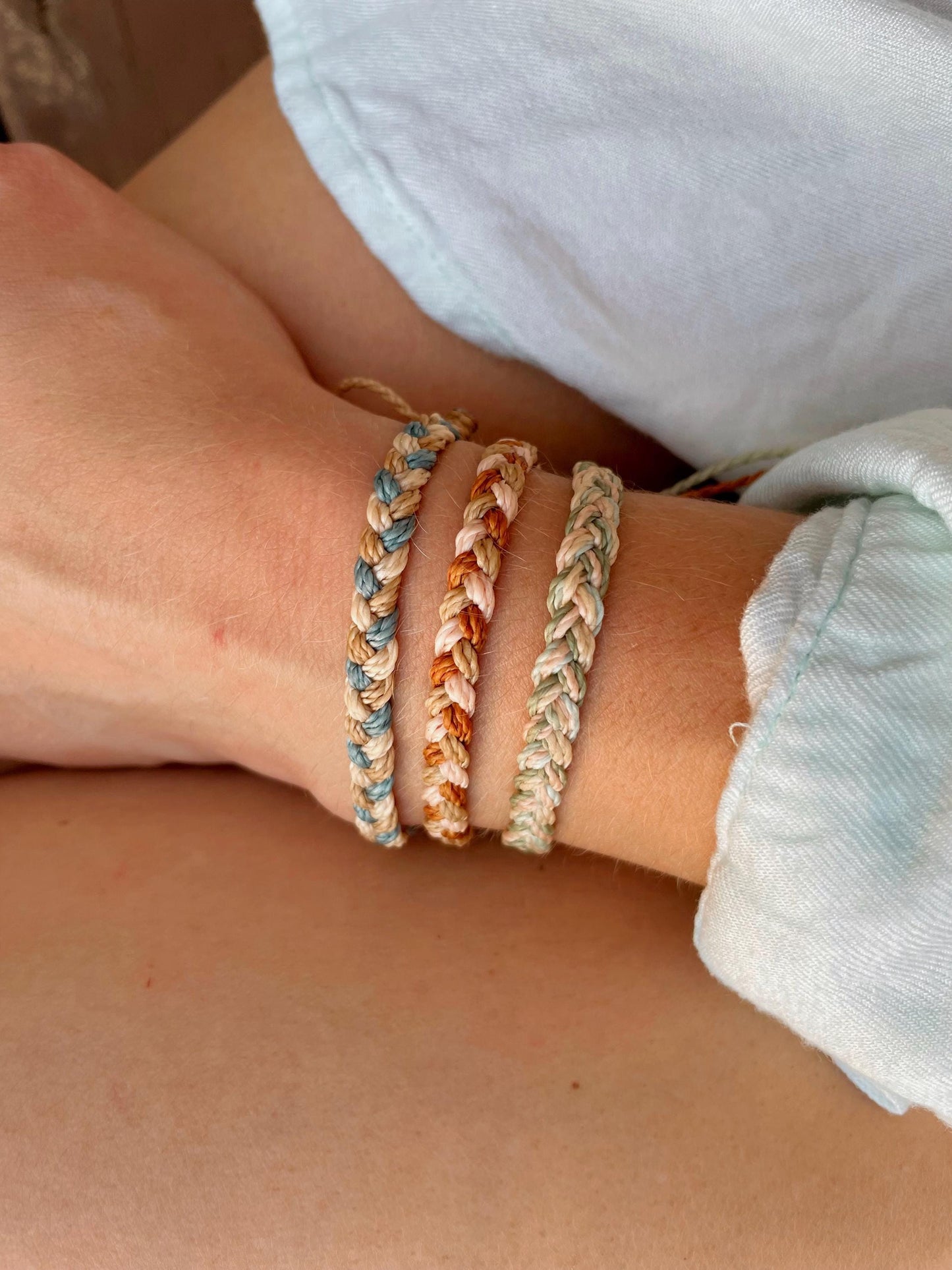 Earthy Bracelet Womens Boho Jewelry Stacking Bracelet Woven Braided Surfer Bracelet Waterproof Friendship Macrame Beachy Accessory Neutral