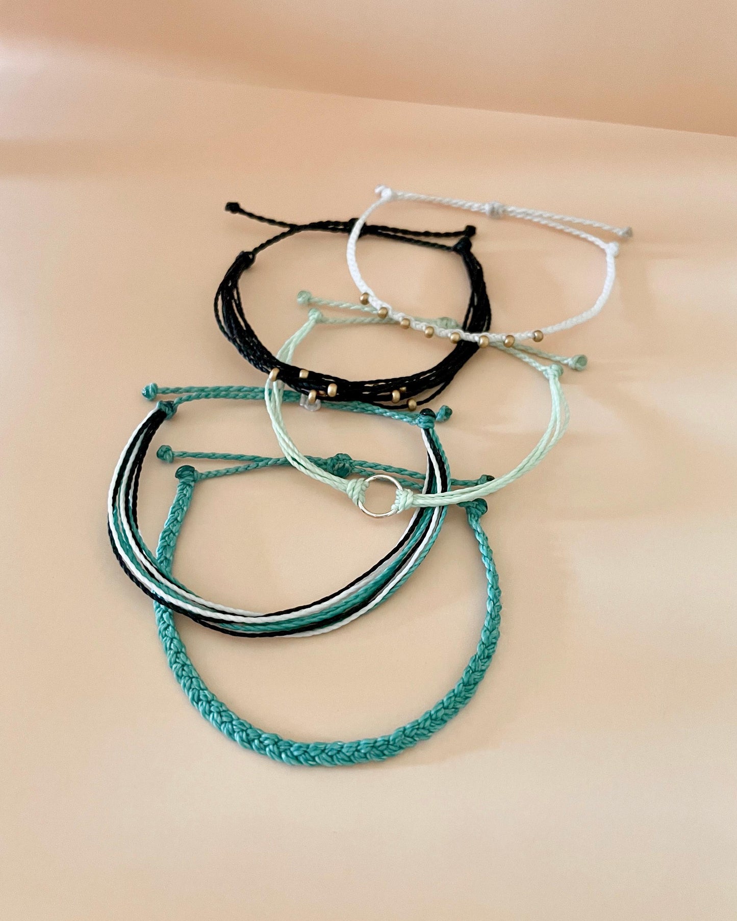 Surfer Bracelet Set String Bracelet Stack Beachy Accessory Summer Fashion Gift Idea Friendship Bracelet Wax Cord Beach Vibe Jewelry Handmade