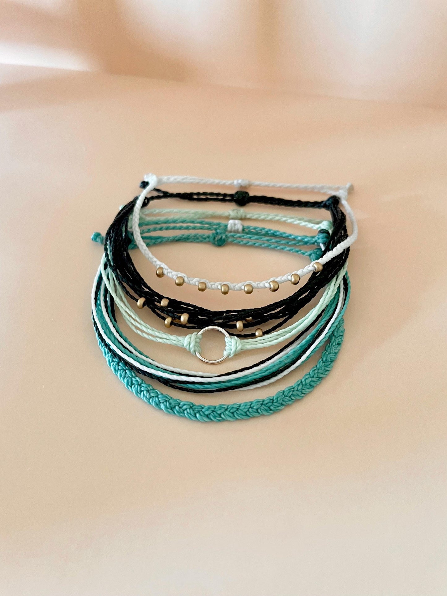 Surfer Bracelet Set String Bracelet Stack Beachy Accessory Summer Fashion Gift Idea Friendship Bracelet Wax Cord Beach Vibe Jewelry Handmade