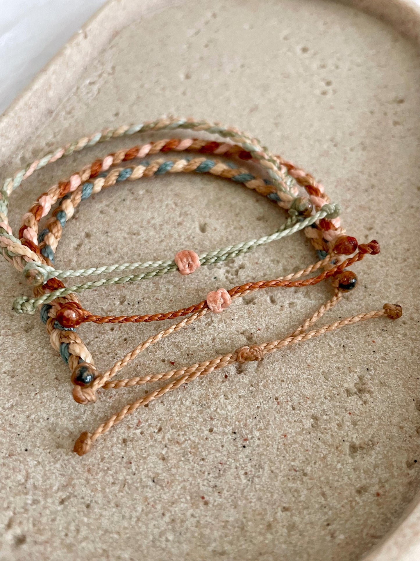 Earthy Bracelet Womens Boho Jewelry Stacking Bracelet Woven Braided Surfer Bracelet Waterproof Friendship Macrame Beachy Accessory Neutral
