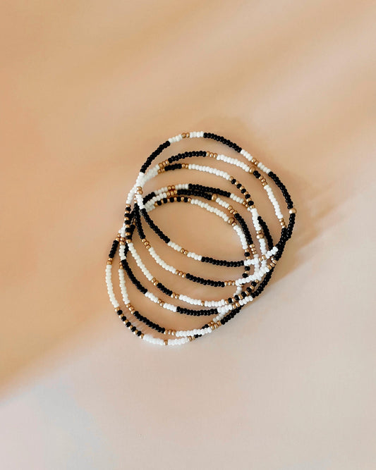 School Spirit College Friends Sorority Sisters Friendship Bracelets Black and Gold School Spirit Jewelry Dainty Beaded Matching Bracelets