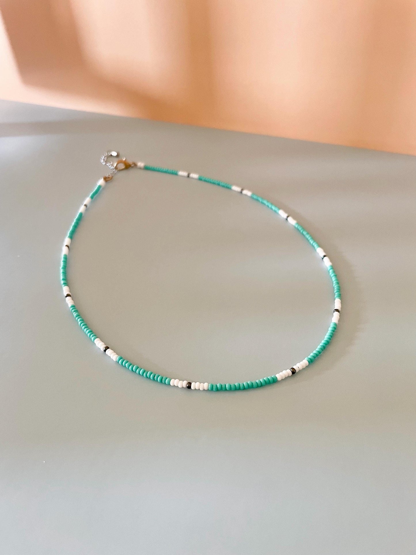 Beaded Surfer Necklace Seed Bead Necklace Colorful Beach Jewelry for Women Turquoise Summer Necklace Handmade Layering Jewelry Surfer Girl