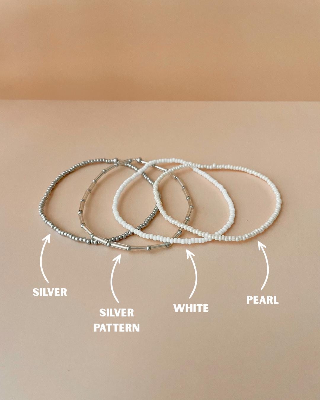 Beaded Stretch Bracelet Minimalist Elastic Seed Bead Stacking Bracelet Custom Size Jewelry Simple Gold Womens Boho Style Accessory Dainty