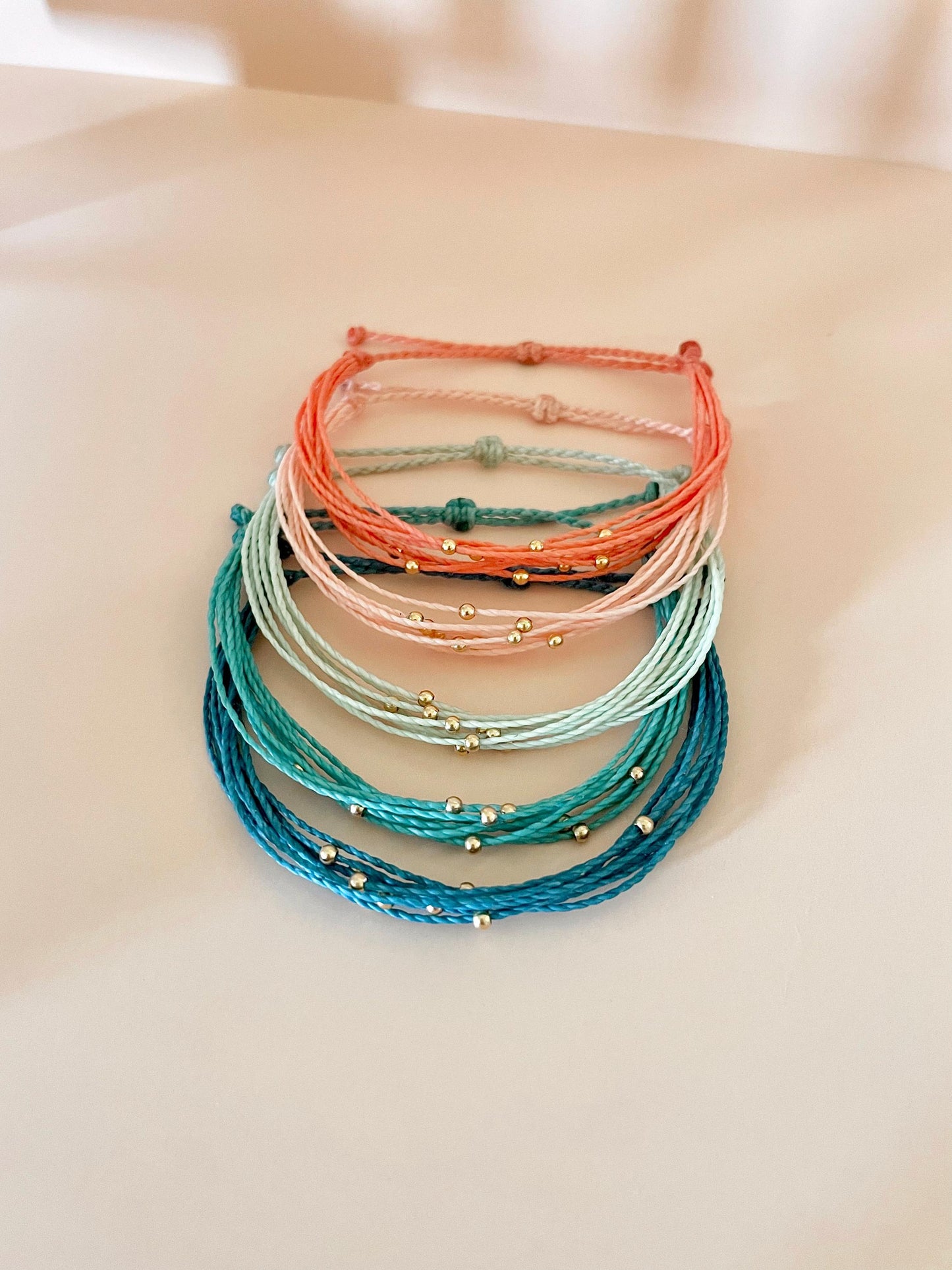 18kt Gold Filled Bead Bracelet For Women String Bracelet Summer Jewelry Colorful Accessories Beachside Bracelets Pull String Bracelet Surfer