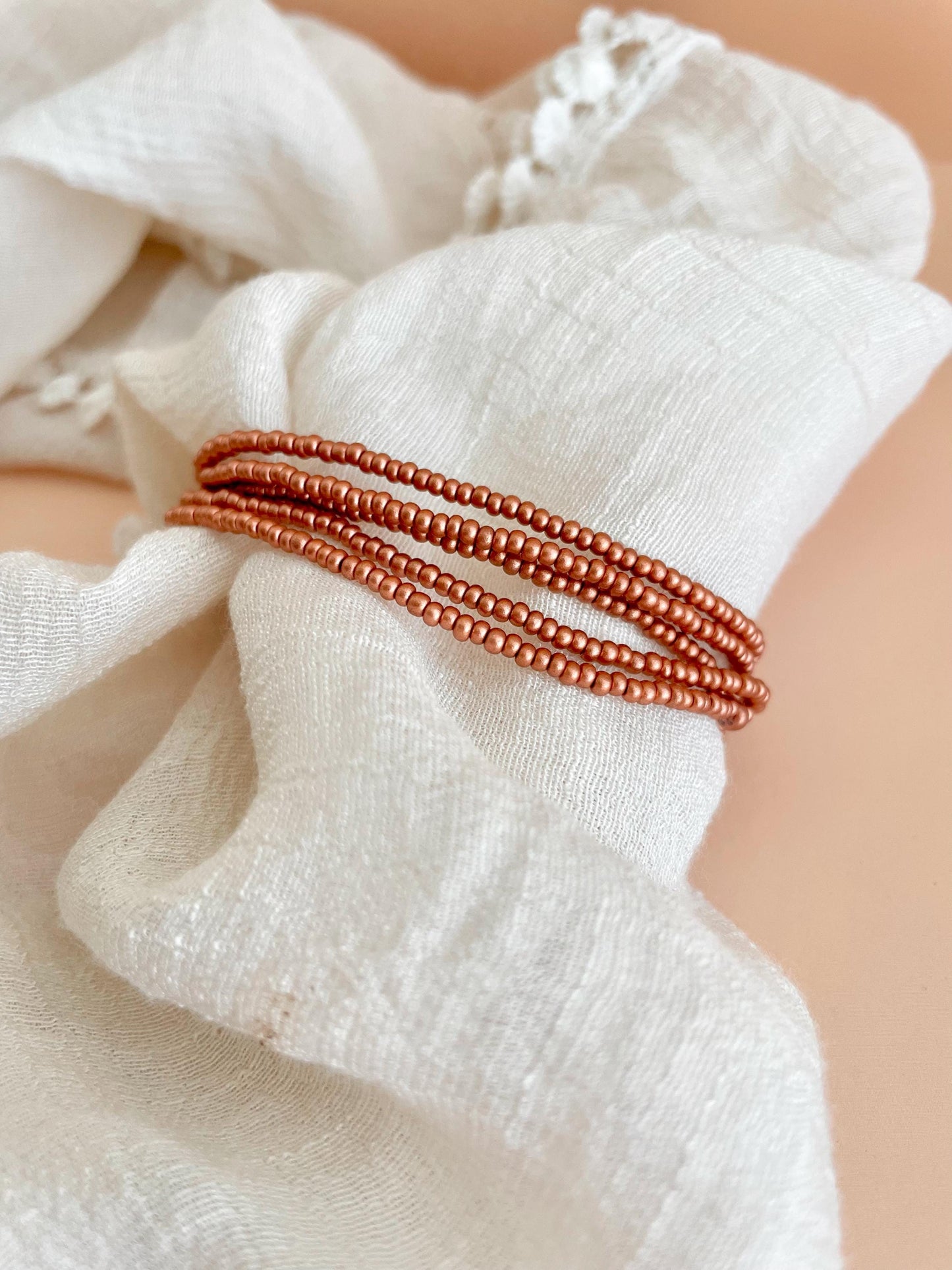 Copper Beaded Stretch Bracelet Stack for Women Small Bead Bracelet Set Seed Bead Bracelet Minimalist Stacking Bracelet Boho Layering Jewelry