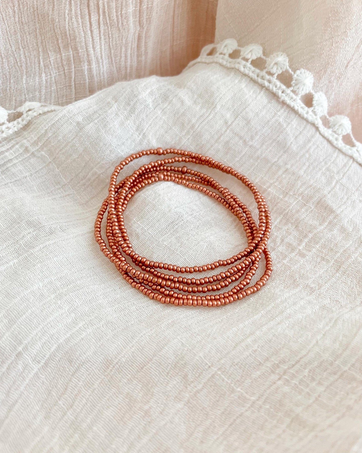 Copper Beaded Stretch Bracelet Stack for Women Small Bead Bracelet Set Seed Bead Bracelet Minimalist Stacking Bracelet Boho Layering Jewelry