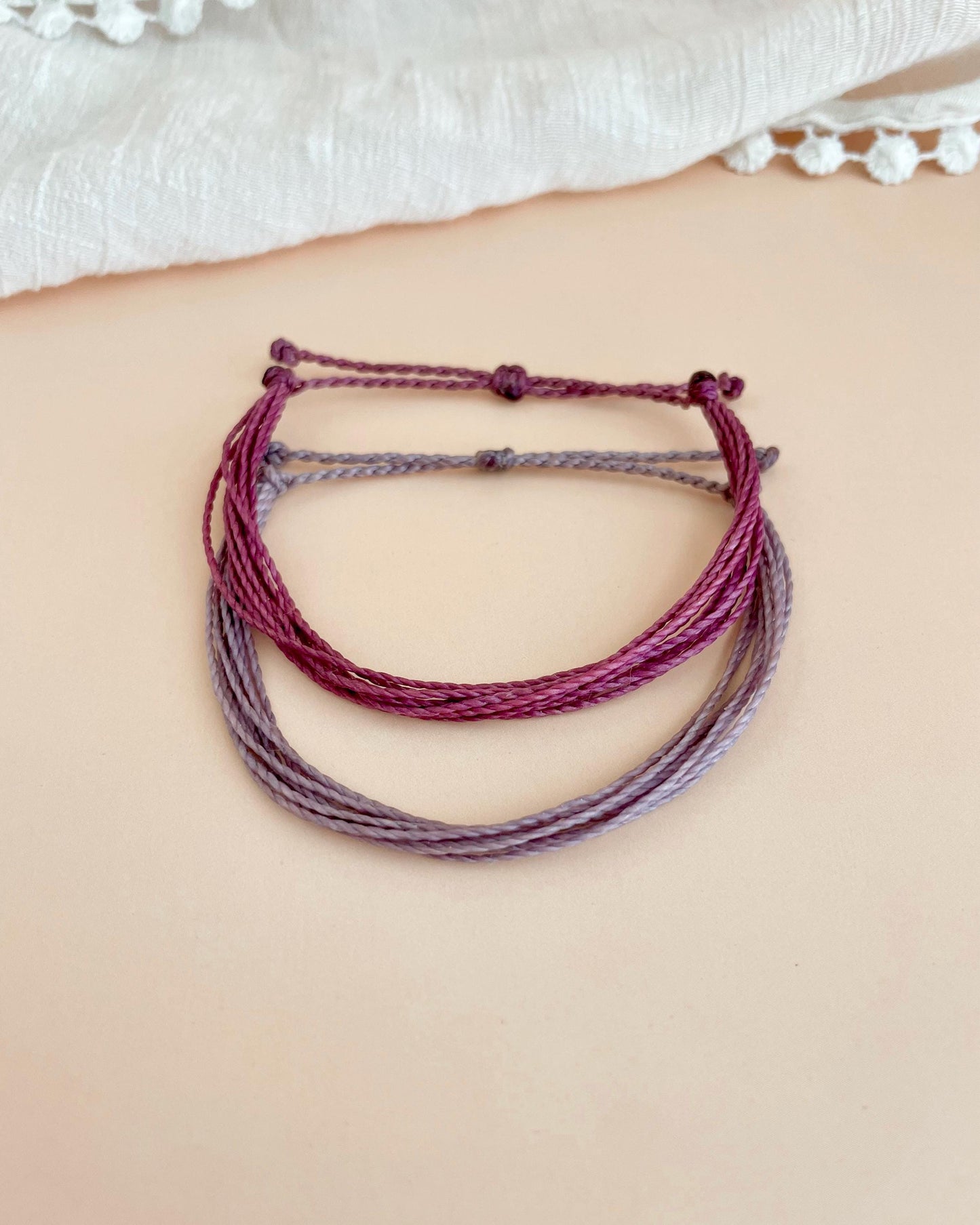 Purple String Surfer Bracelet for Women Beach Style Adjustable Bracelet Purple Jewelry Surfer Girl Simple Cord Bracelet Waterproof Handmade