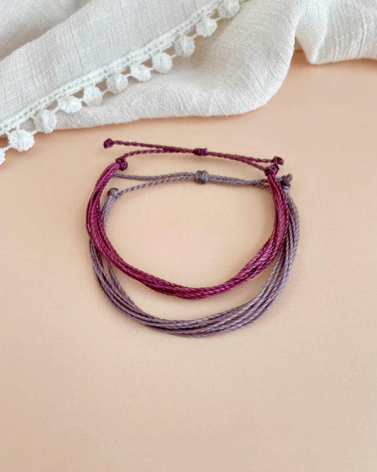 Purple String Surfer Bracelet for Women Beach Style Adjustable Bracelet Purple Jewelry Surfer Girl Simple Cord Bracelet Waterproof Handmade