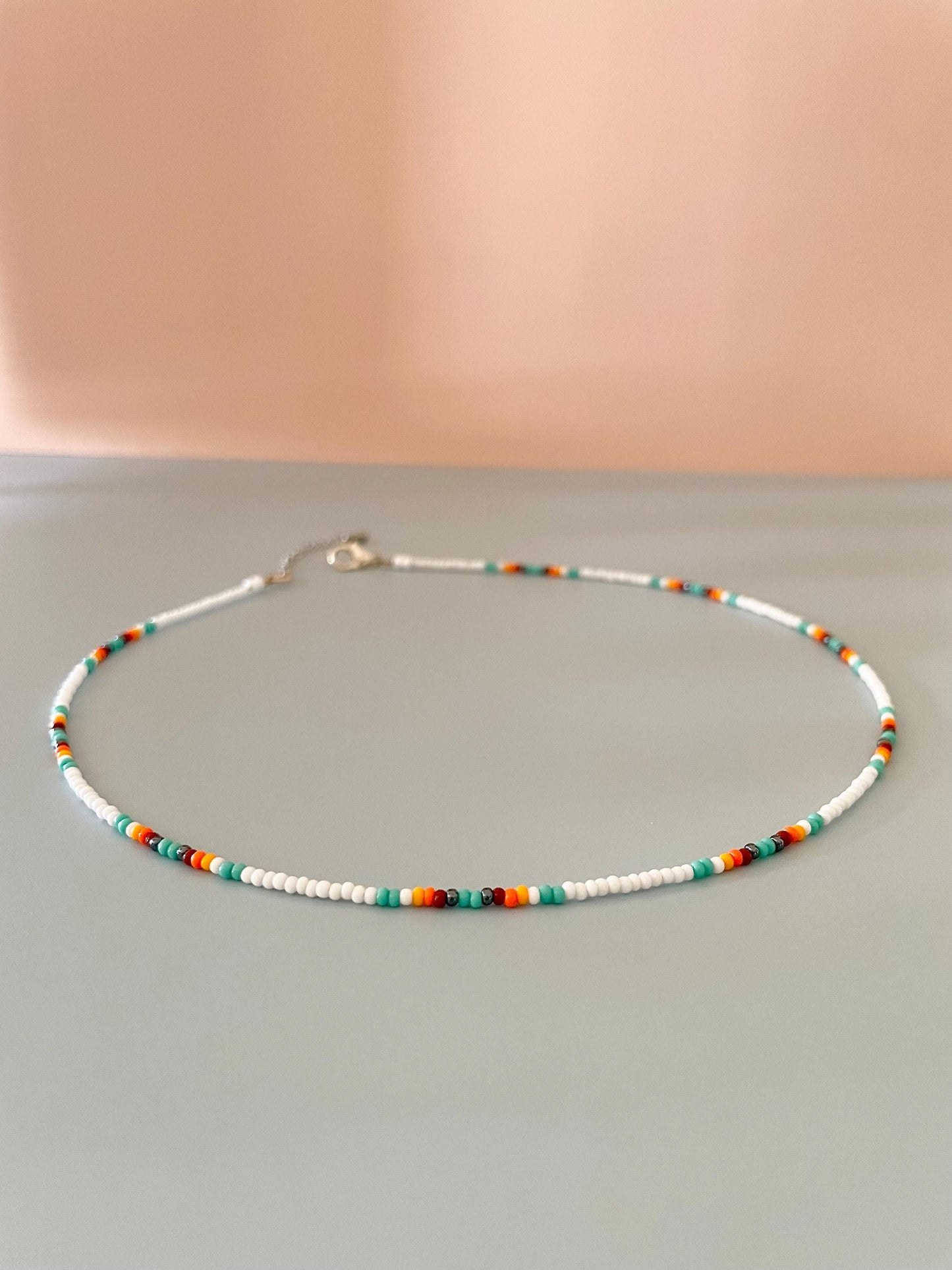 Colorful Beaded Necklace Choker for Women Beaded Surfer Necklace Seed Bead Necklace Dainty Boho Summer Jewelry Handmade Necklace Surfer Girl