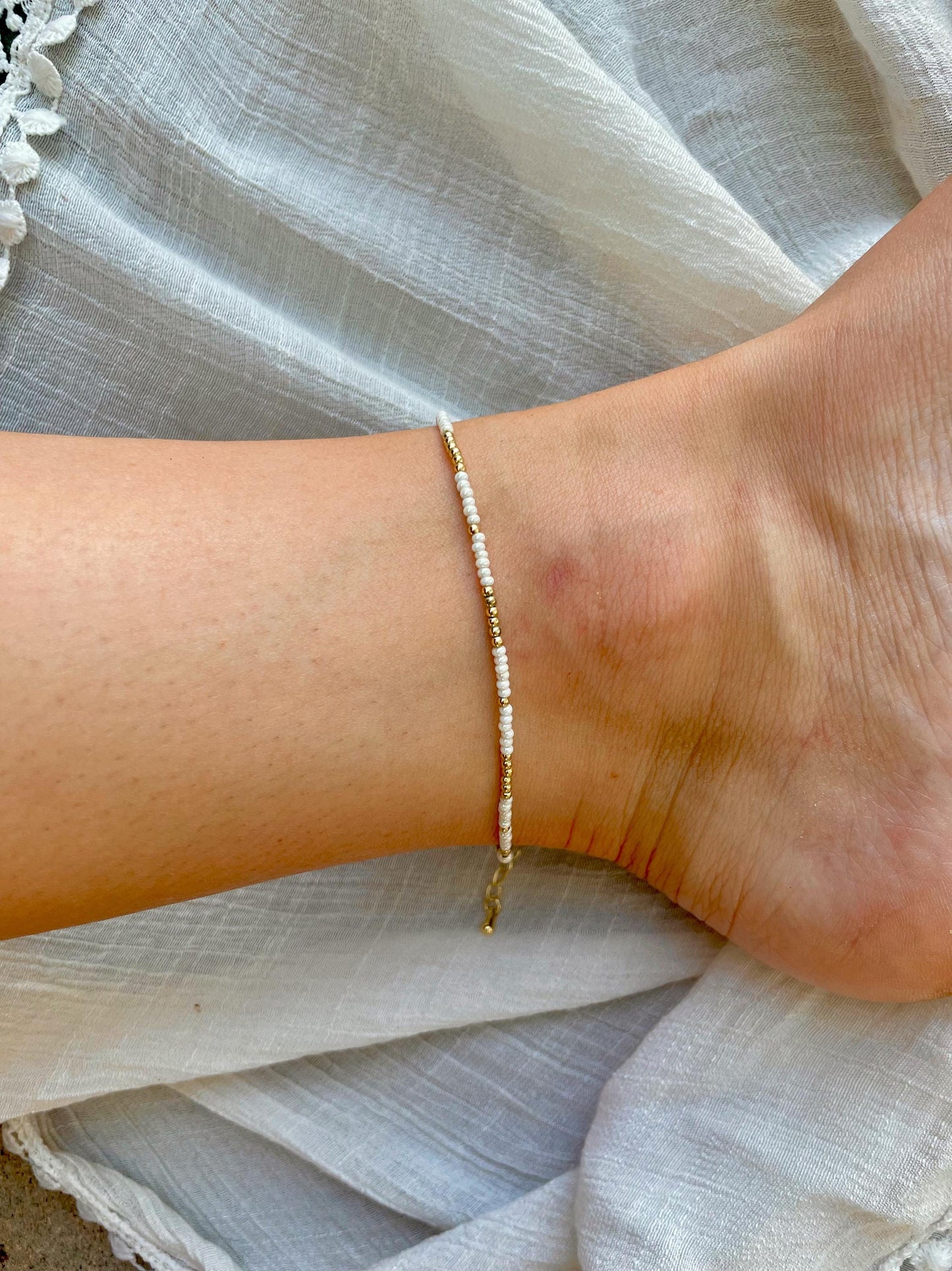Gold Filled Anklet for Bride Wedding Jewelry for Bridesmaid Beach Wedding Day Accessory for Summer Beach Style Foot Jewelry Dainty Design