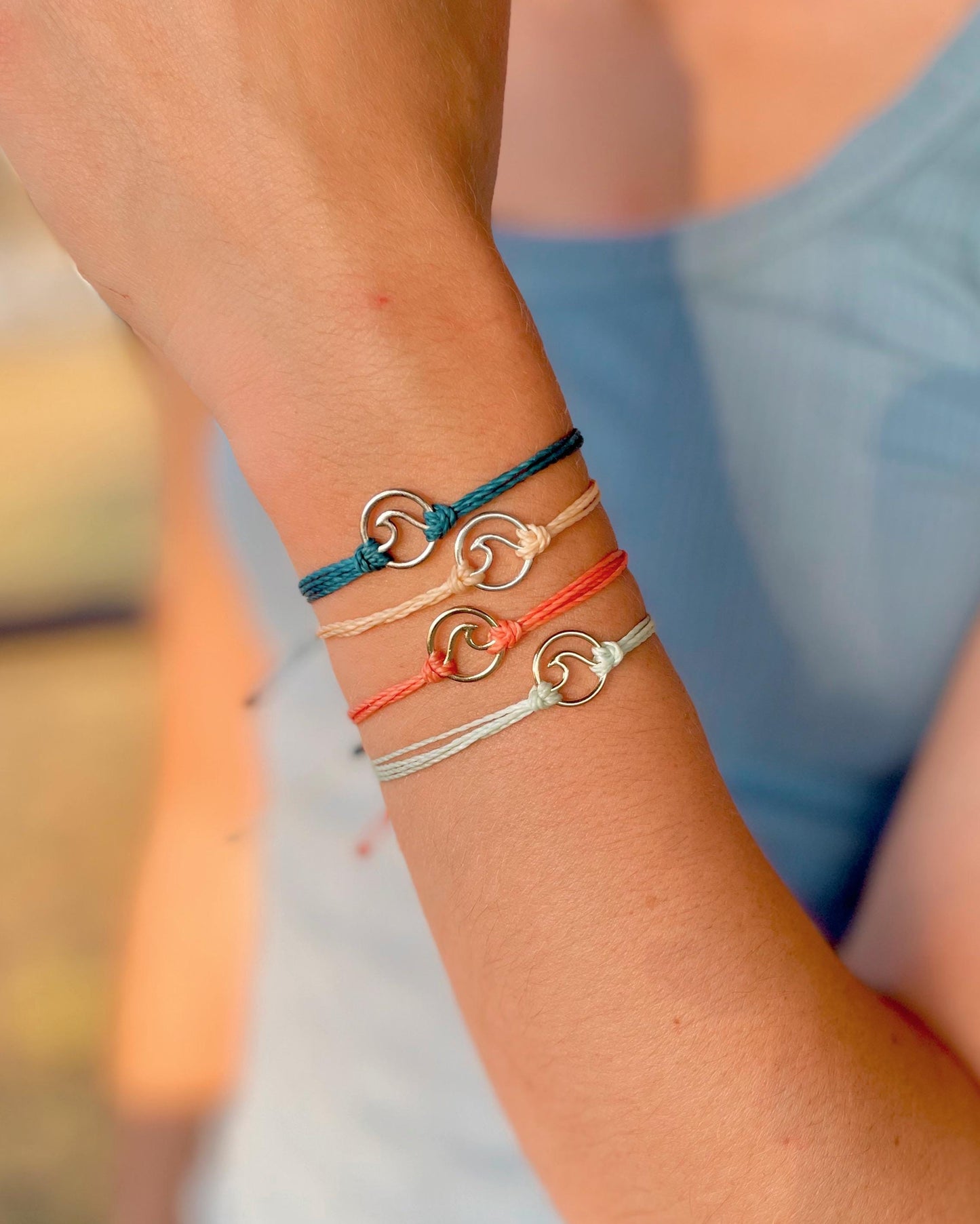 Customized Ocean Wave Charm Bracelet Hawaii Vacation Jewelry for Surfers Bracelet Waterproof Gift for Ocean Lovers Matching Friend Bracelets