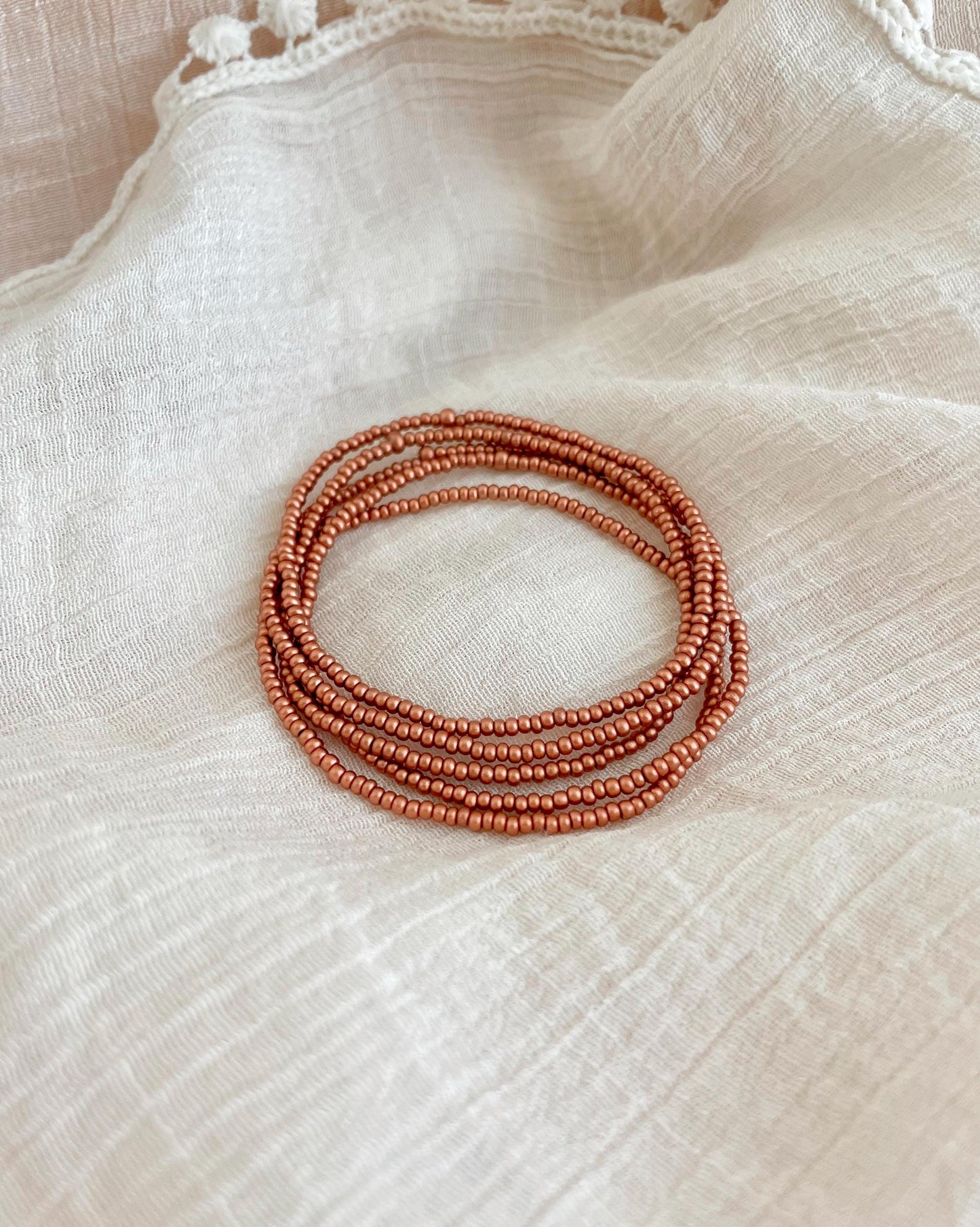 Copper Beaded Stretch Bracelet Stack for Women Small Bead Bracelet Set Seed Bead Bracelet Minimalist Stacking Bracelet Boho Layering Jewelry