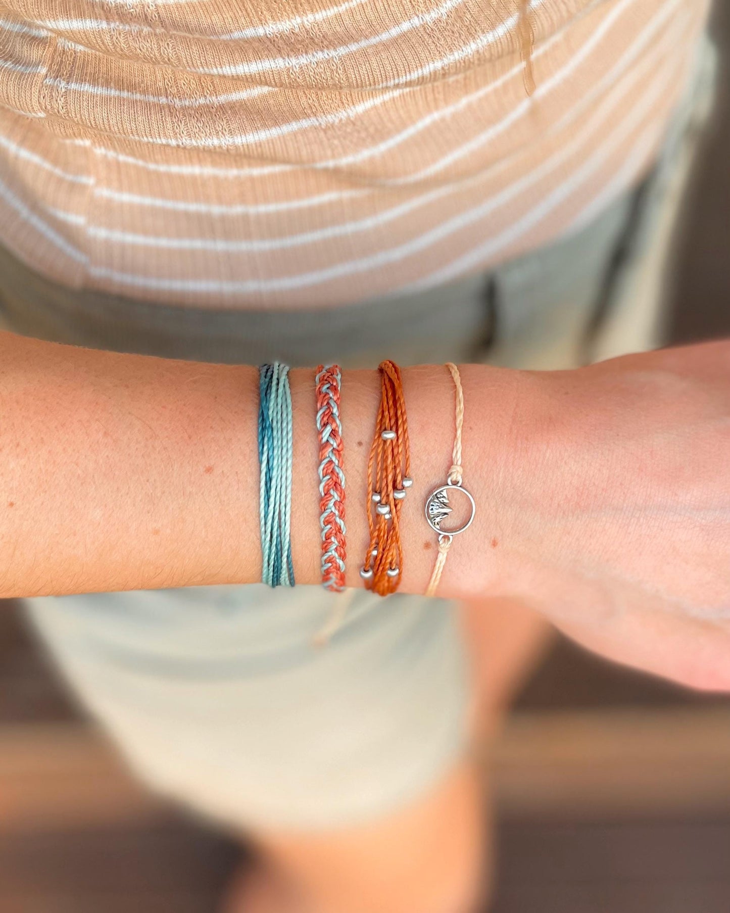 Mountain Charm Bracelet Outdoorsy Girl Gift Adjustable String Bracelet Set Hiker Girl Gift Idea Bracelet Stack Colorful Braided Bracelet