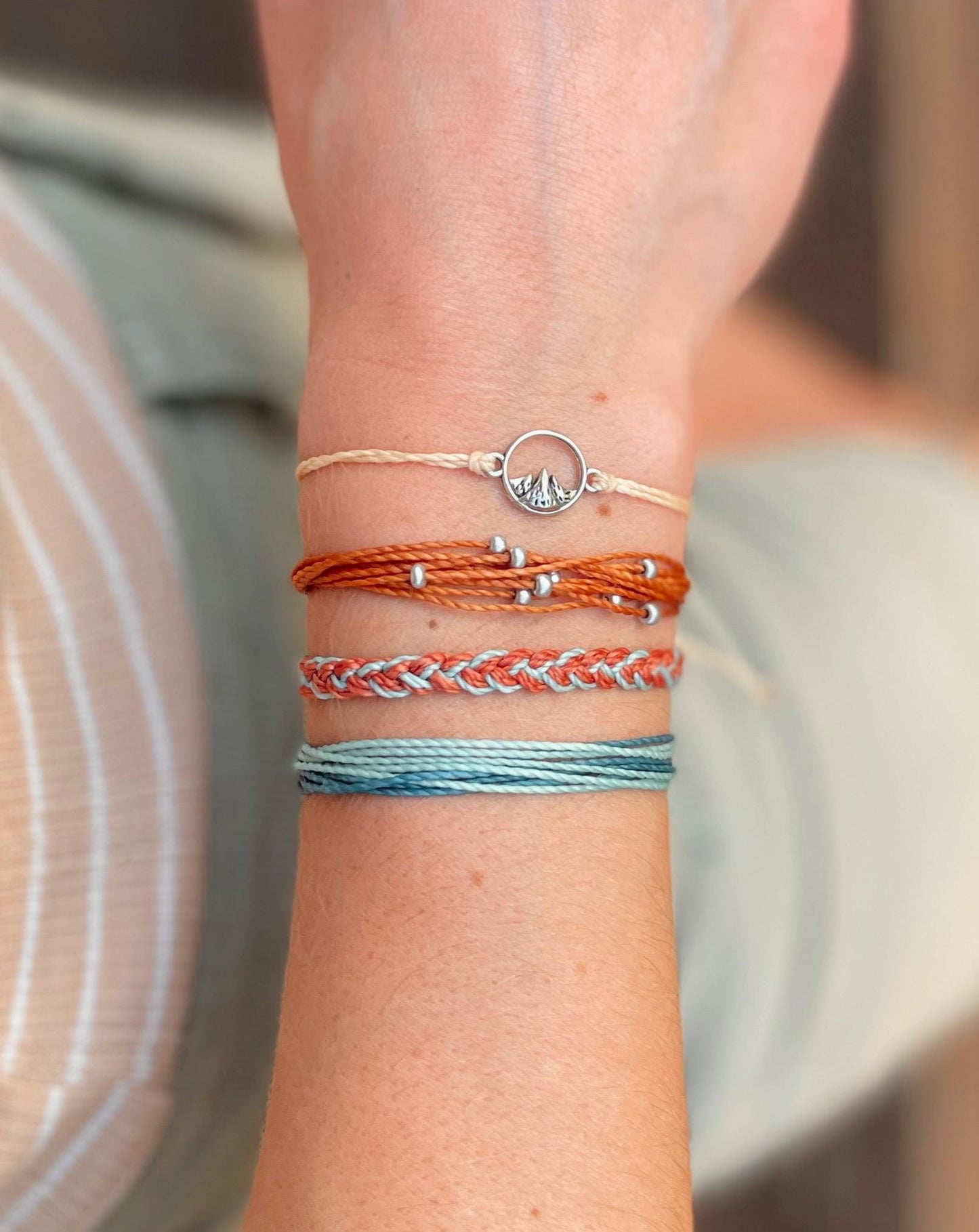 Mountain Charm Bracelet Outdoorsy Girl Gift Adjustable String Bracelet Set Hiker Girl Gift Idea Bracelet Stack Colorful Braided Bracelet