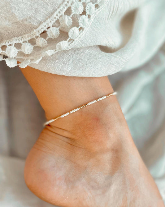 Gold Filled Anklet for Bride Wedding Jewelry for Bridesmaid Beach Wedding Day Accessory for Summer Beach Style Foot Jewelry Dainty Design