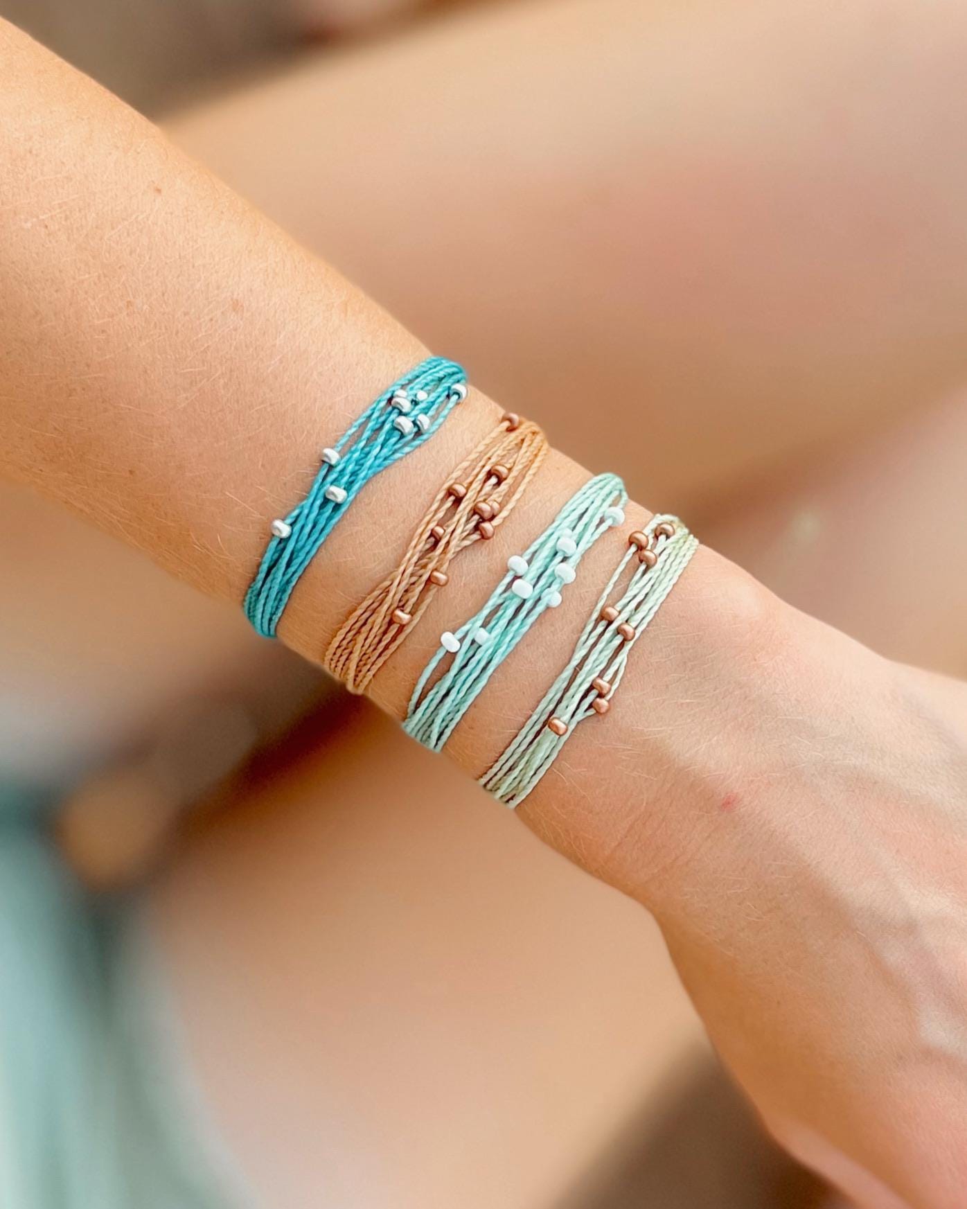 Boho Surfer Bracelet Bead String Bracelet Adjustable Waxed Cord Beach Vibe Bracelet Best Friend Matching Bracelets Work Accessories Casual