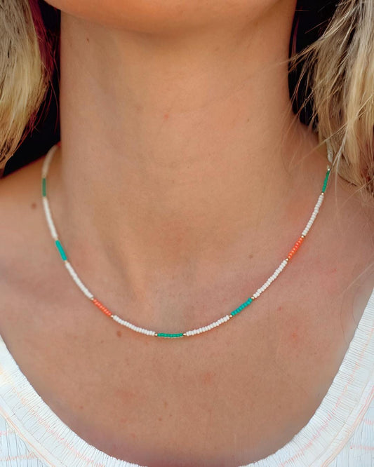 Beaded Surfer Necklace for Women Seed Bead Choker Colorful Beach Necklace Boho Summer Jewelry Handmade Layering Surfer Bead Necklace