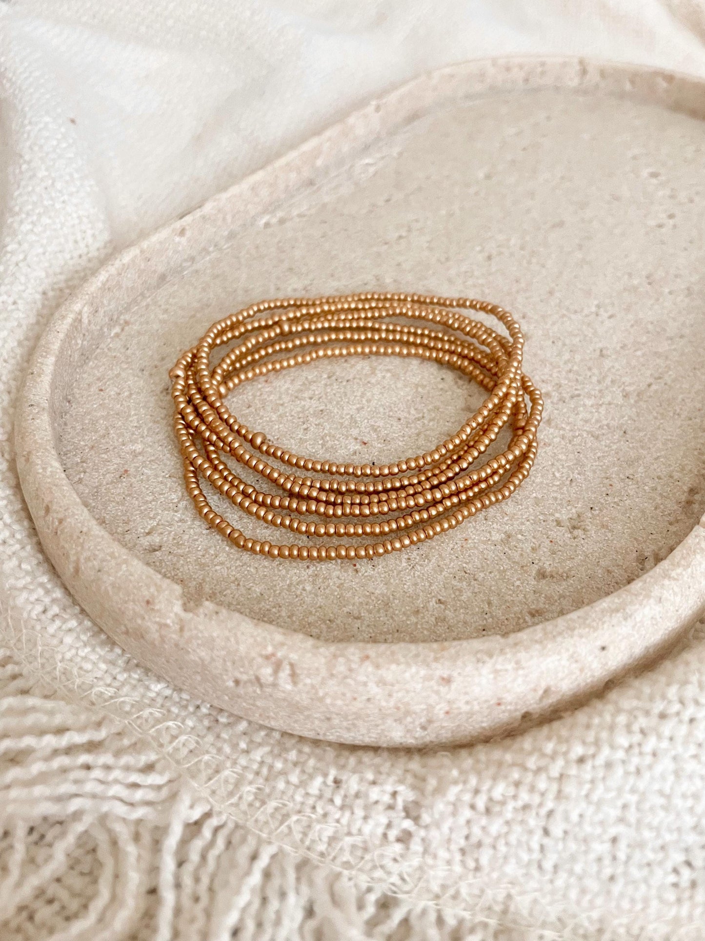 Small Beaded Gold Stacking Bracelet Dainty Stretch Bracelet Set Tiny Gold Bead Bracelet Layering Gold Bracelet for Women Minimalist Jewelry