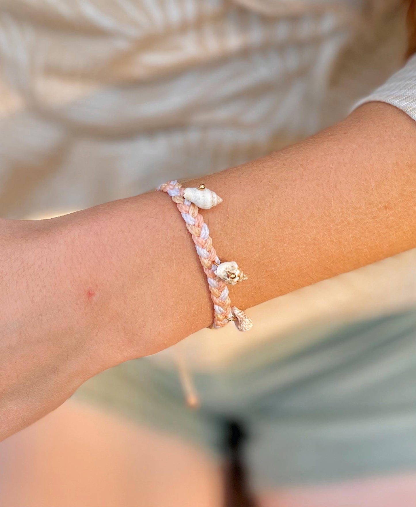 Hawaii Shell Bracelet Light Pink Bracelet Braided Pastel Pink Accessories Beachy Jewelry for Beach Vacation Girls Bracelet Conch Shell Boho